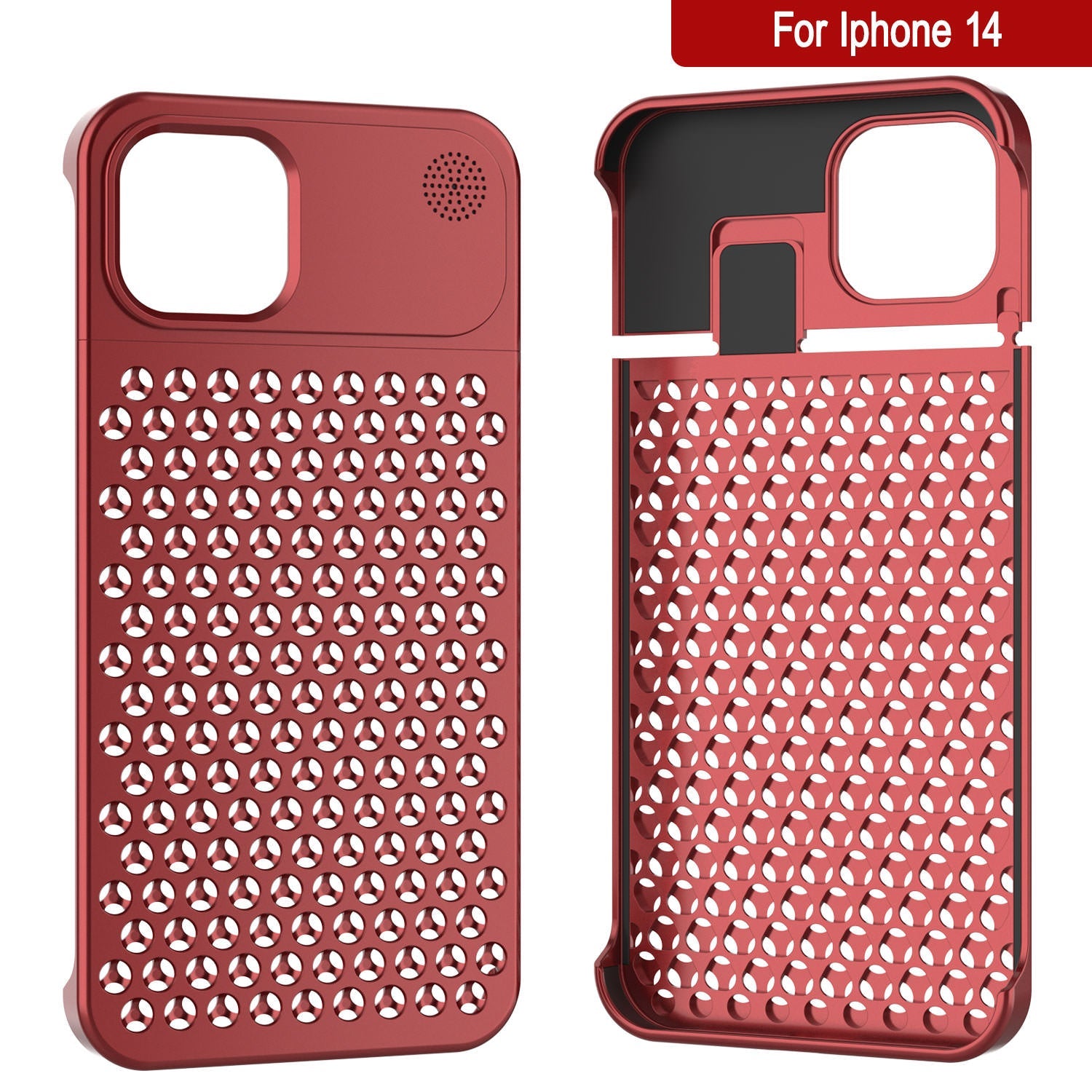 PunkCase for iPhone 14 Aluminum Alloy Case [Fortifier Extreme Series] Ultra Durable Cover [Red]