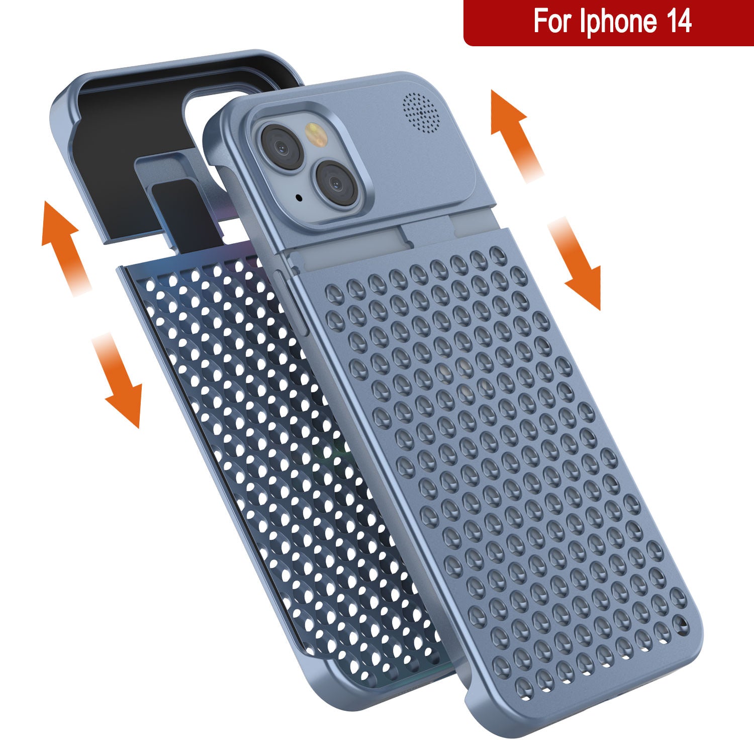 PunkCase for iPhone 14 Aluminum Alloy Case [Fortifier Extreme Series] Ultra Durable Cover [Blue]