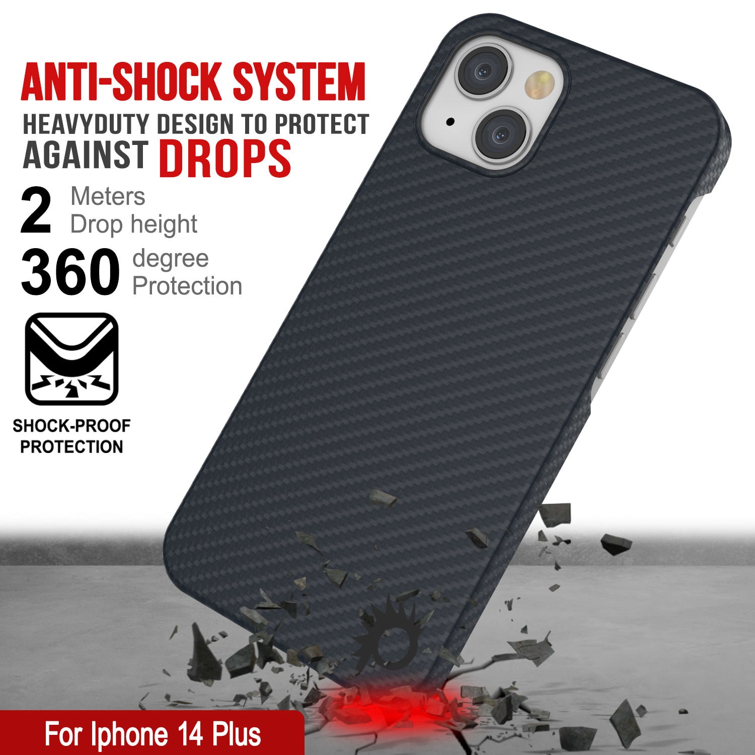 Punkcase for iPhone 14 Plus Carbon Fiber Case [Aramid MagShield Series] Ultra Slim