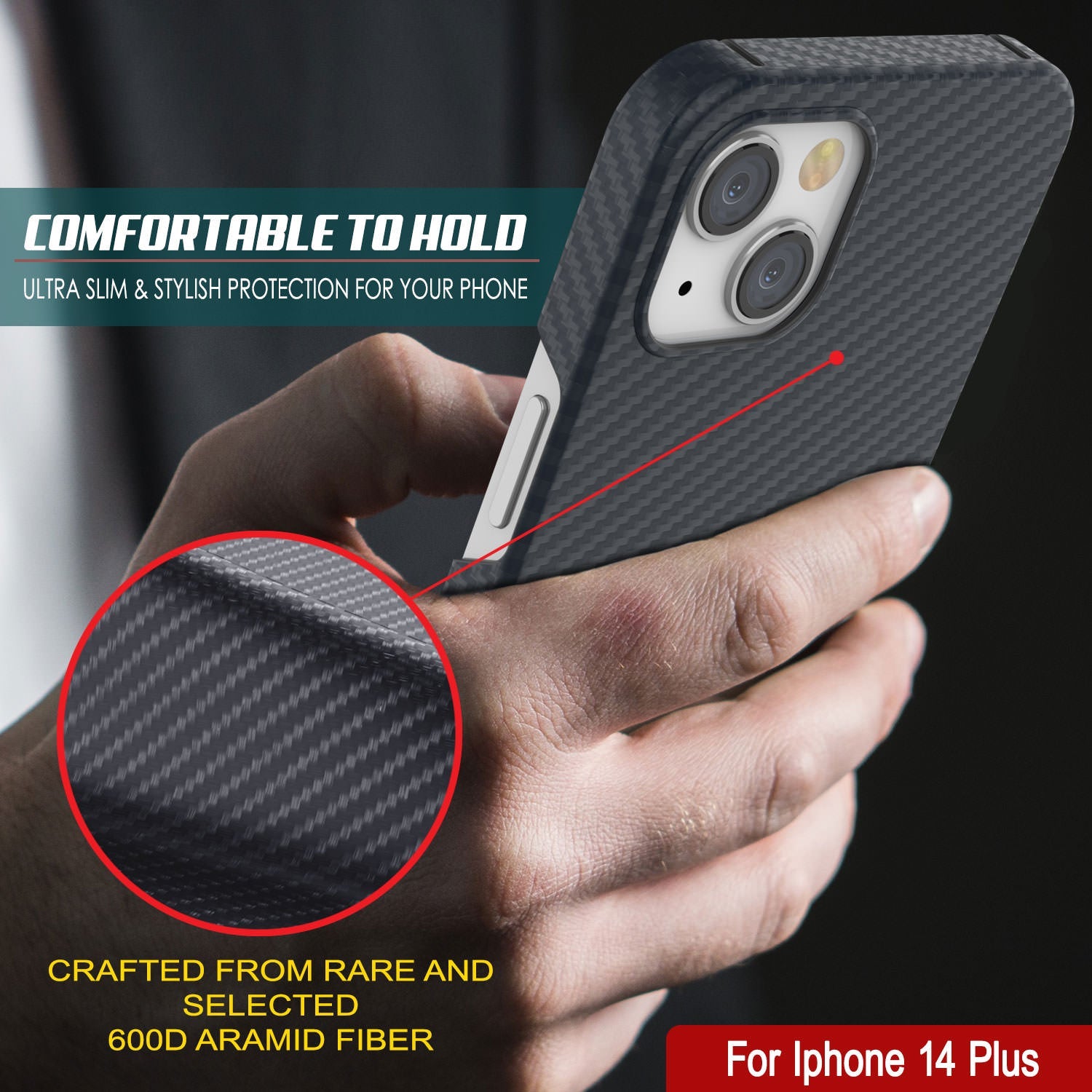 Punkcase for iPhone 14 Plus Carbon Fiber Case [Aramid MagShield Series] Ultra Slim