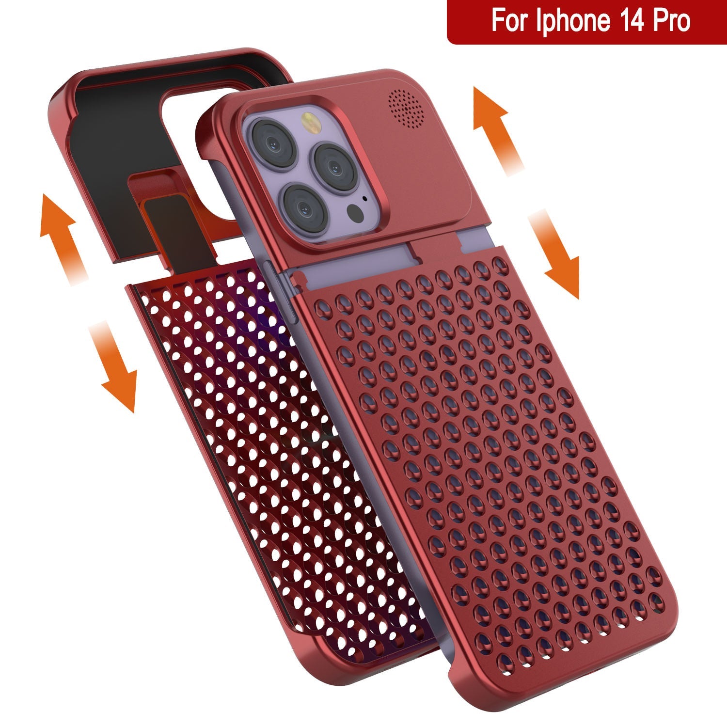 PunkCase for iPhone 14 Pro Aluminum Alloy Case [Fortifier Extreme Series] Ultra Durable Cover [Red]