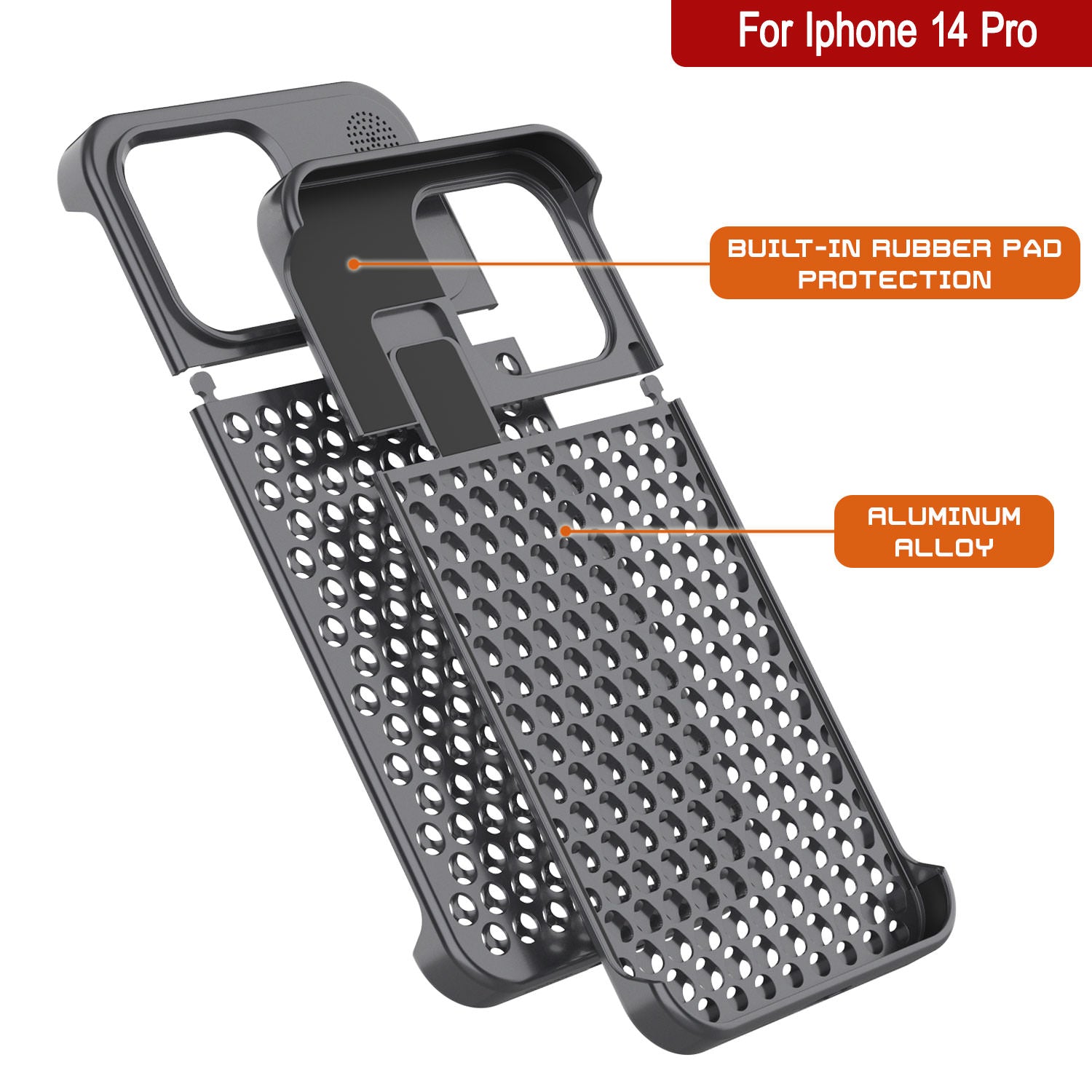 PunkCase for iPhone 14 Pro Aluminum Alloy Case [Fortifier Extreme Series] Ultra Durable Cover [Grey]