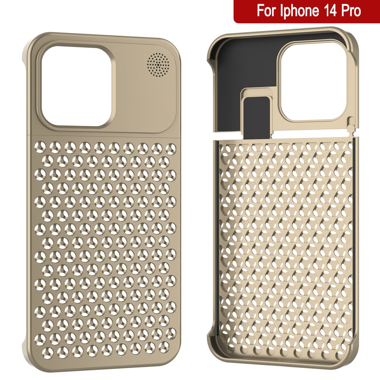 PunkCase for iPhone 14 Pro Aluminum Alloy Case [Fortifier Extreme Series] Ultra Durable Cover [Gold]