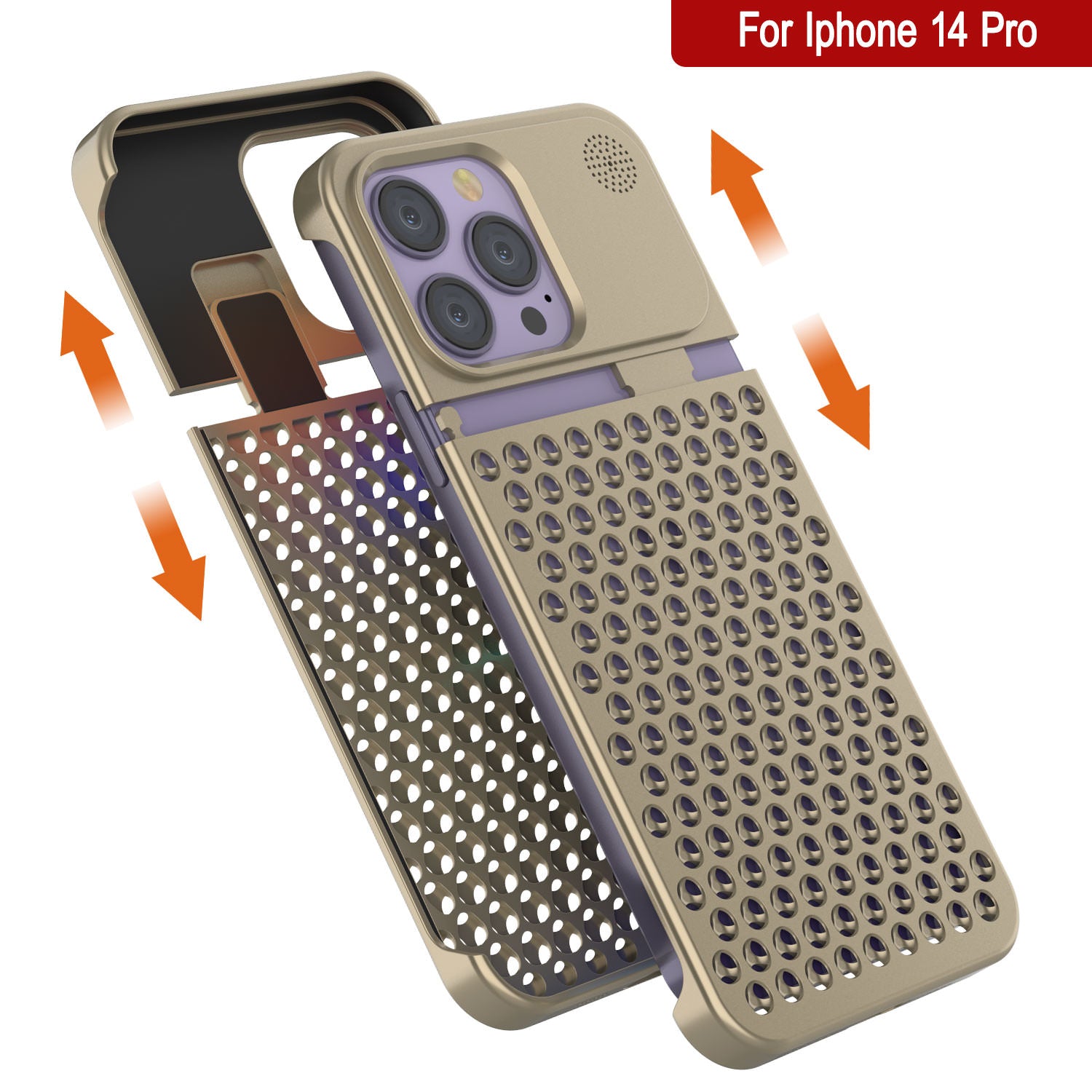PunkCase for iPhone 14 Pro Aluminum Alloy Case [Fortifier Extreme Series] Ultra Durable Cover [Gold]
