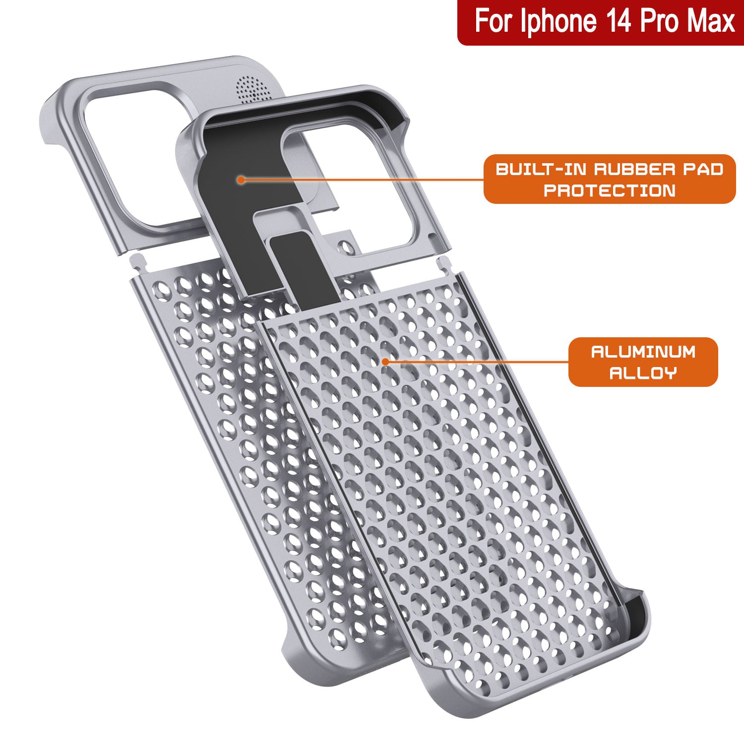 PunkCase for iPhone 14 Pro Max Aluminum Alloy Case [Fortifier Extreme Series] Ultra Durable Cover [Silver]