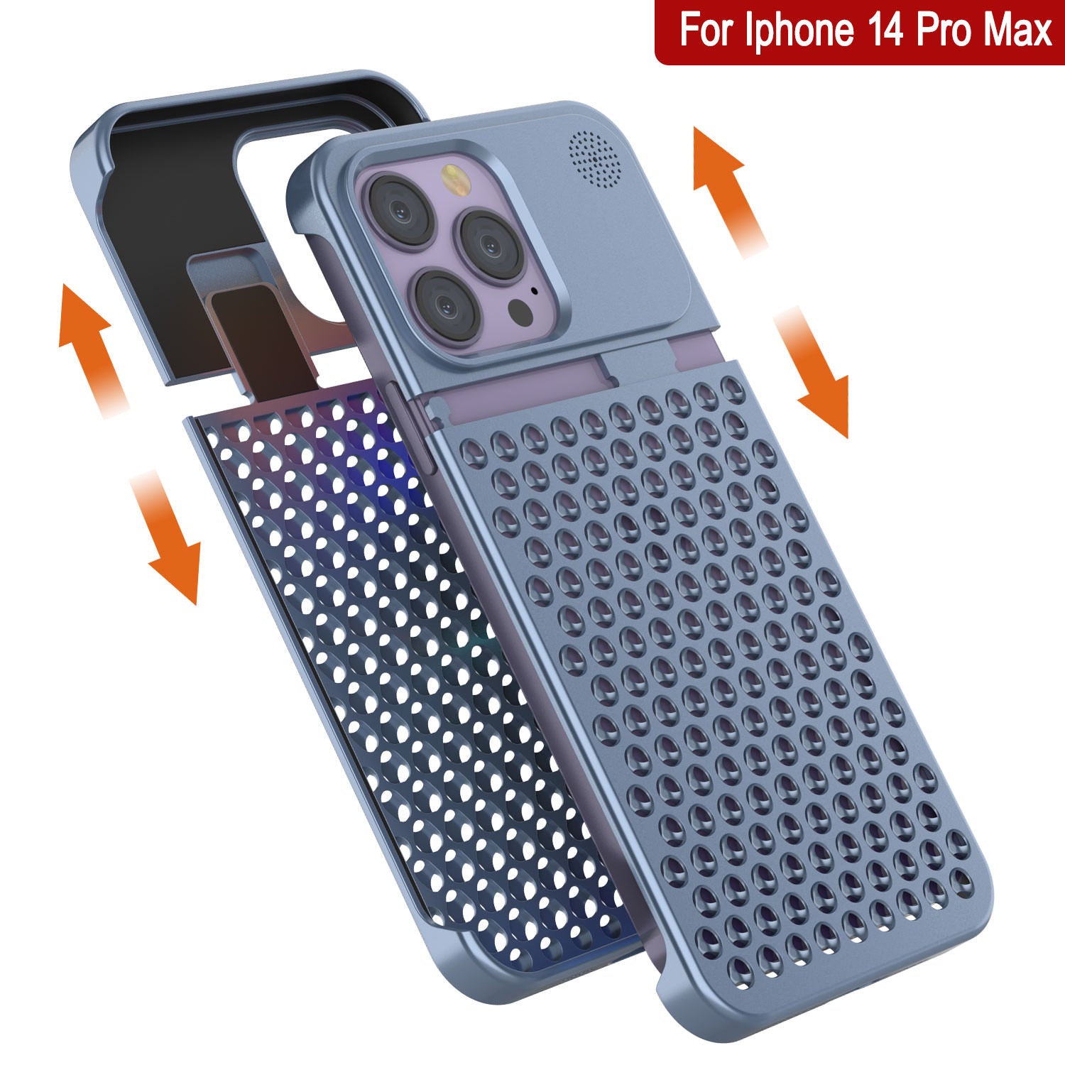 PunkCase for iPhone 14 Pro Max Aluminum Alloy Case [Fortifier Extreme Series] Ultra Durable Cover [Blue]