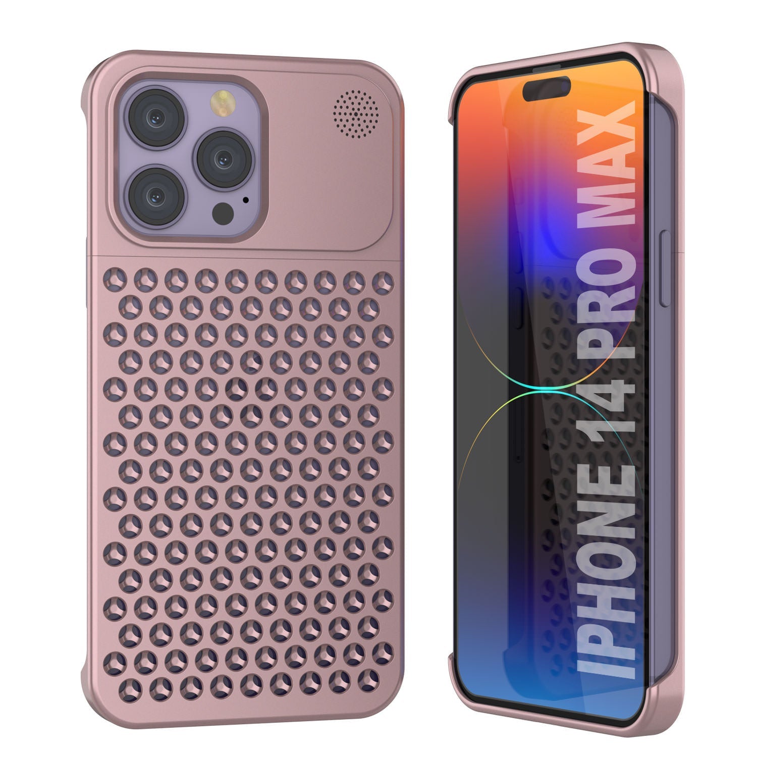 PunkCase for iPhone 14 Pro Max Aluminum Alloy Case [Fortifier Extreme Series] Ultra Durable Cover [Rose-Gold]