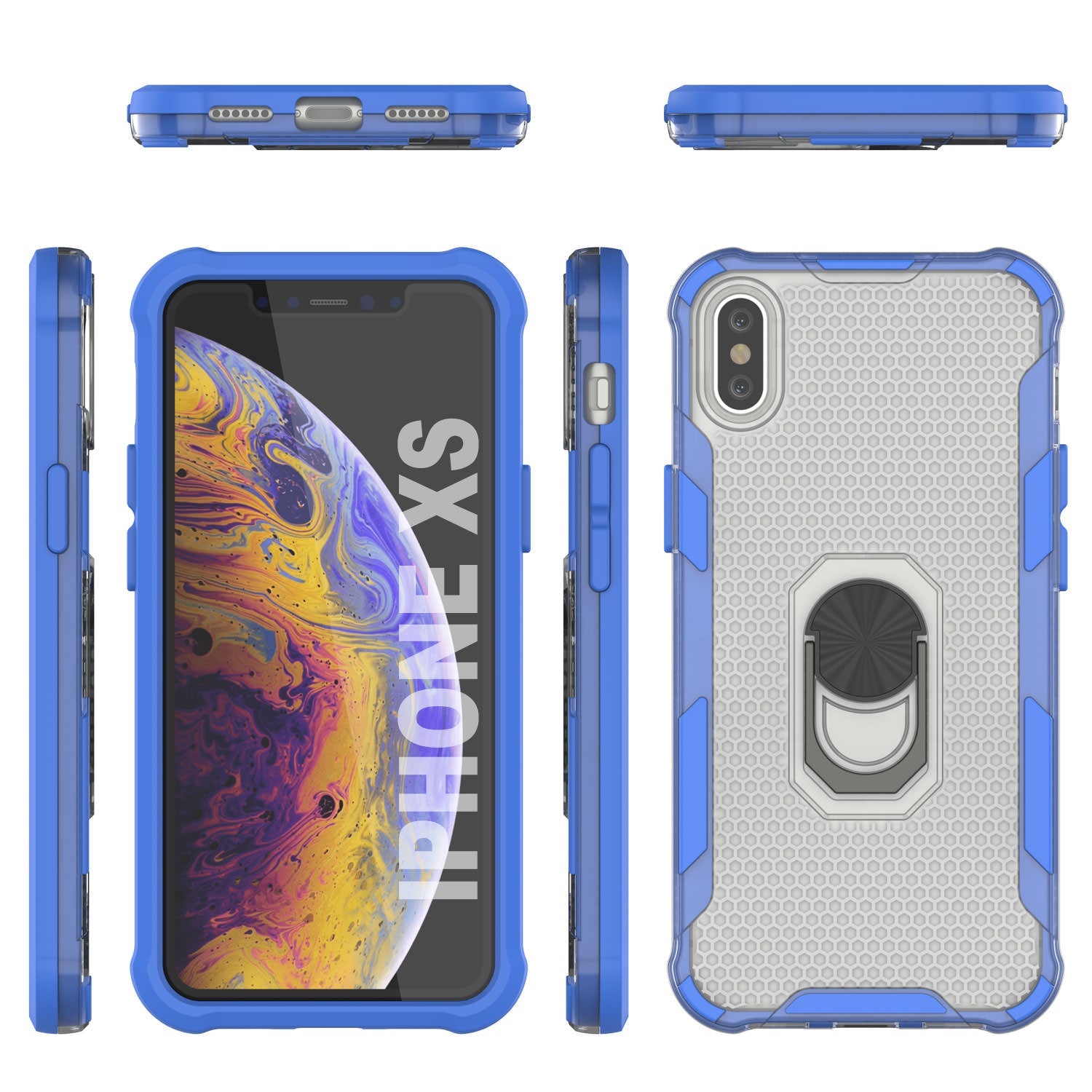 PunkCase for iPhone XS Case [Magnetix 2.0 Series] Clear Protective TPU Cover W/Kickstand [Blue]