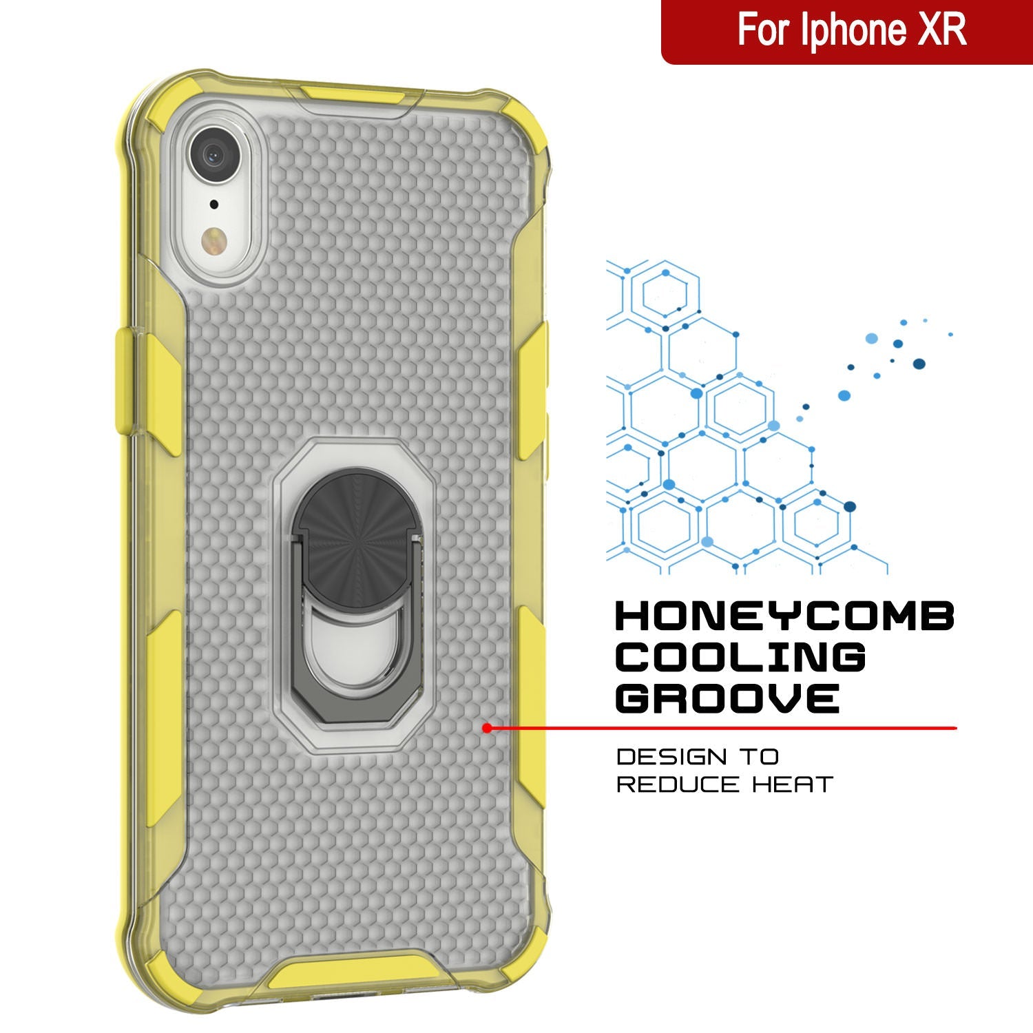 PunkCase for iPhone XR Case [Magnetix 2.0 Series] Clear Protective TPU Cover W/Kickstand [Yellow]