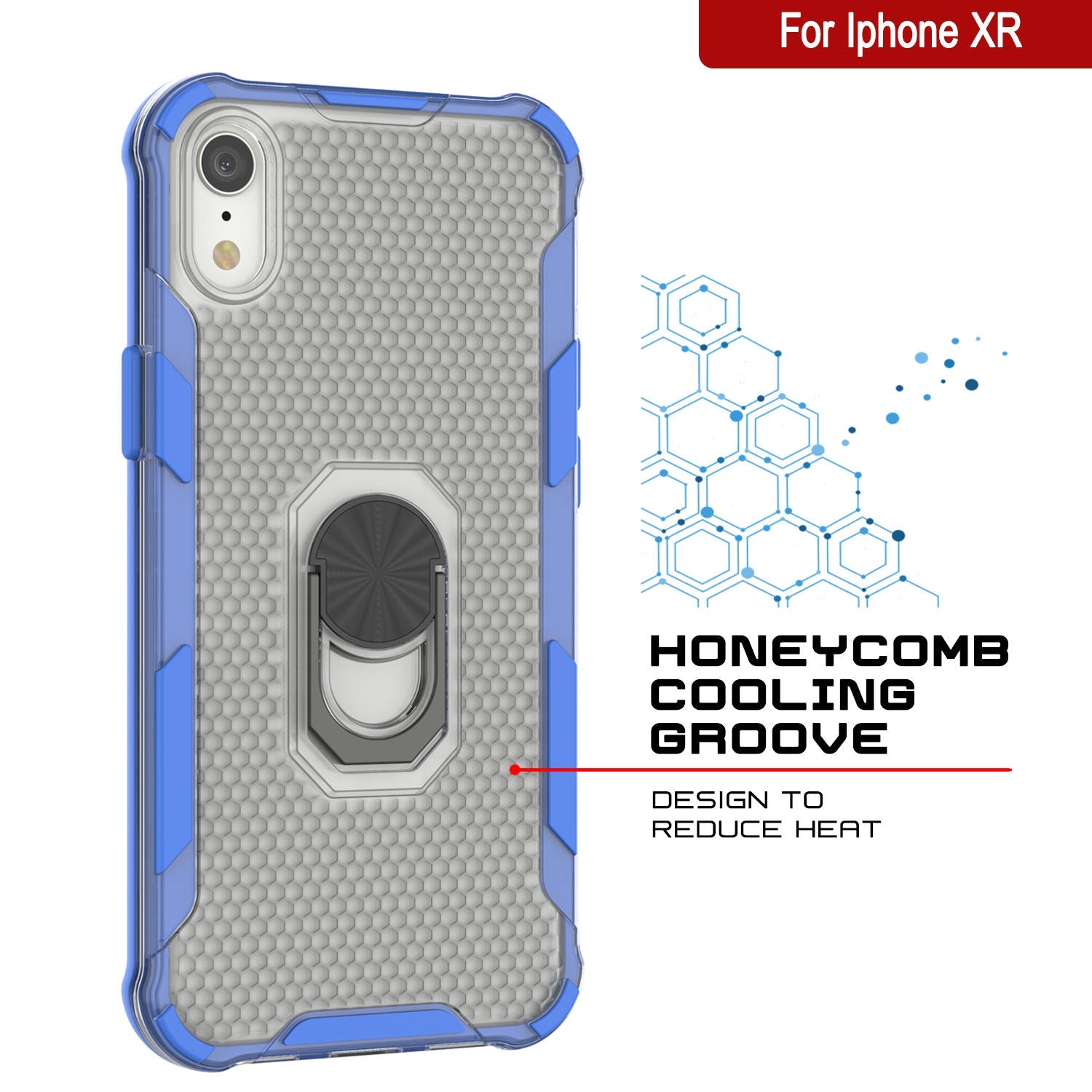 PunkCase for iPhone XR Case [Magnetix 2.0 Series] Clear Protective TPU Cover W/Kickstand [Blue]