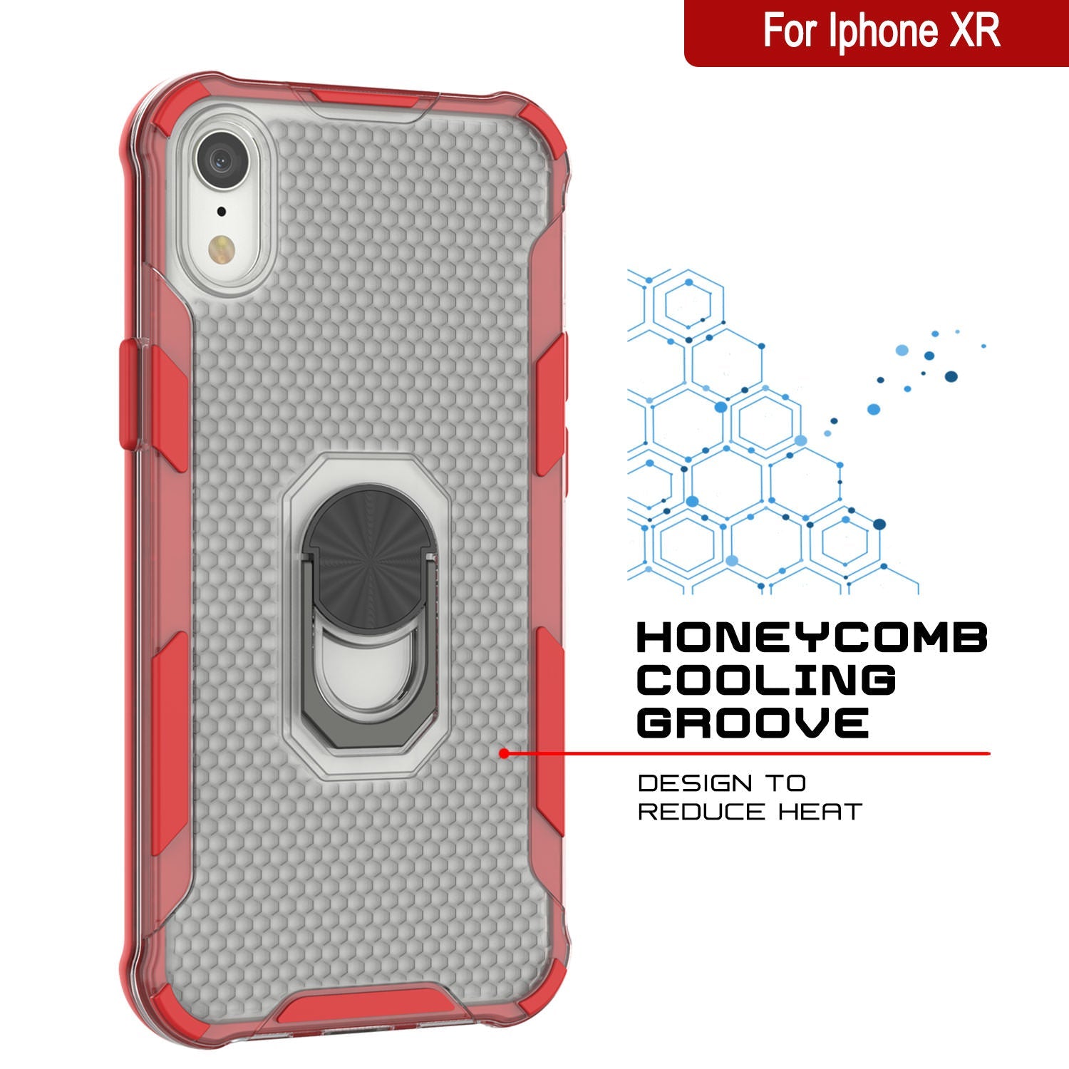 PunkCase for iPhone XR Case [Magnetix 2.0 Series] Clear Protective TPU Cover W/Kickstand [Red]