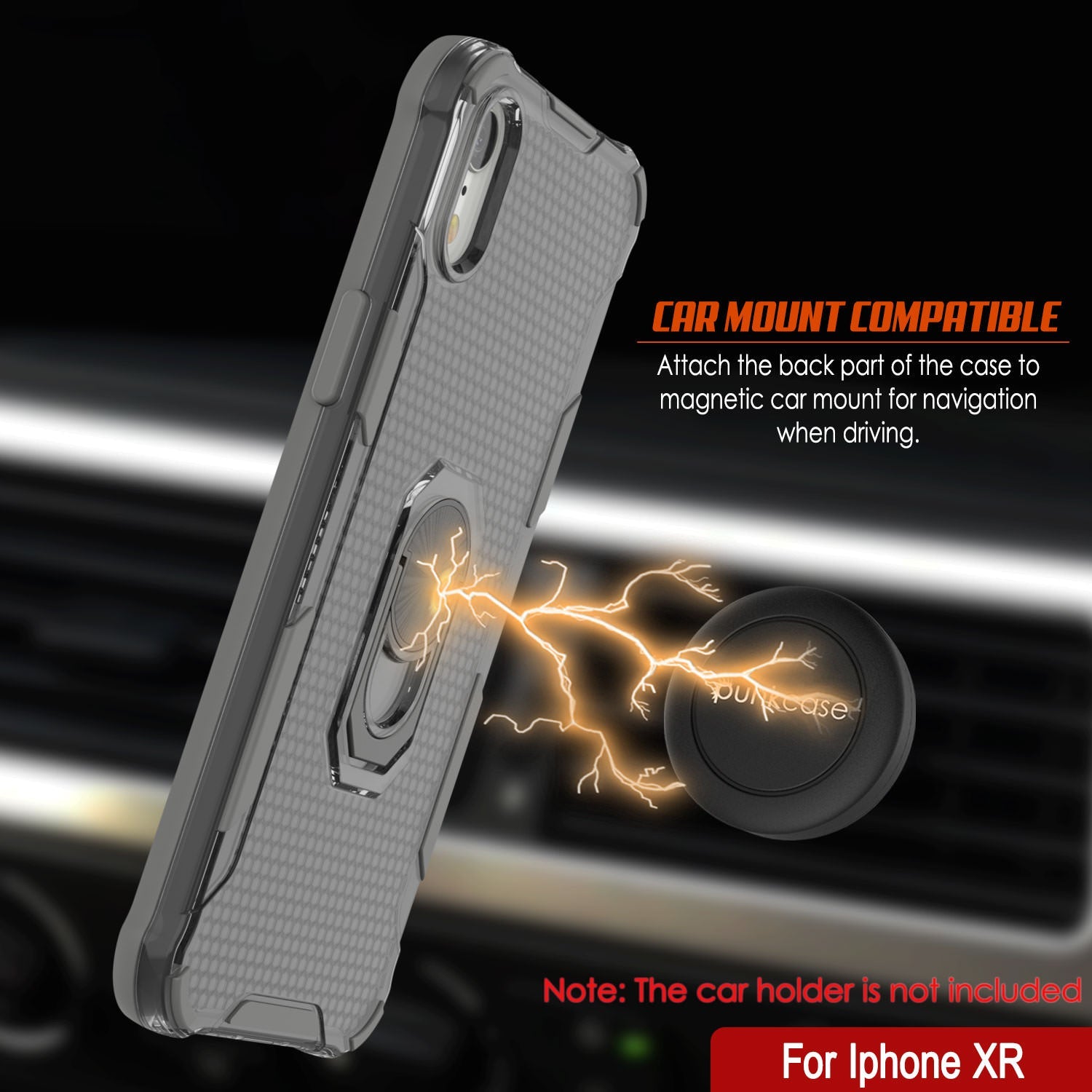 PunkCase for iPhone XR Case [Magnetix 2.0 Series] Clear Protective TPU Cover W/Kickstand [Grey]