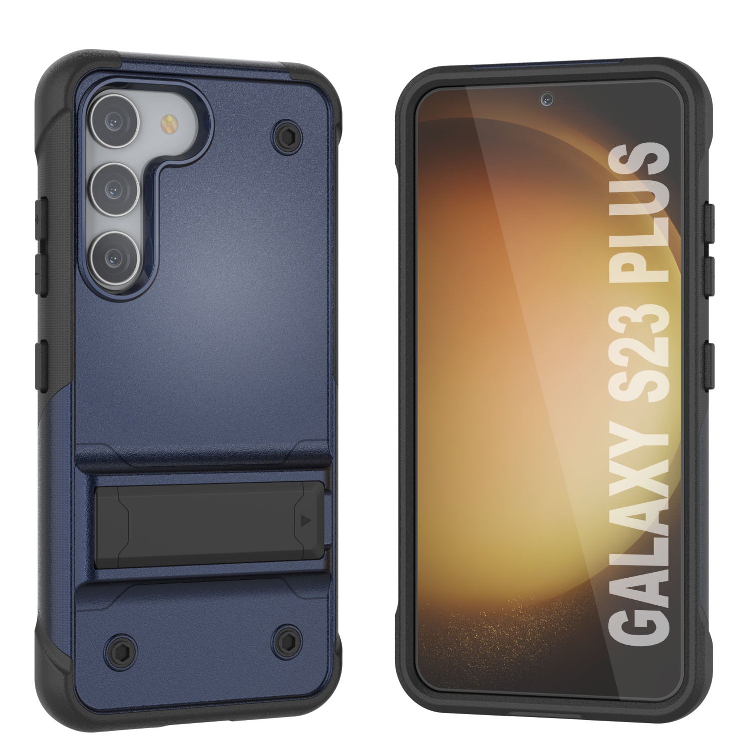 Punkcase Galaxy S24+ Plus Case [Reliance Series] Protective Hybrid Military Grade Cover W/Built-in Kickstand [Navy-Black]