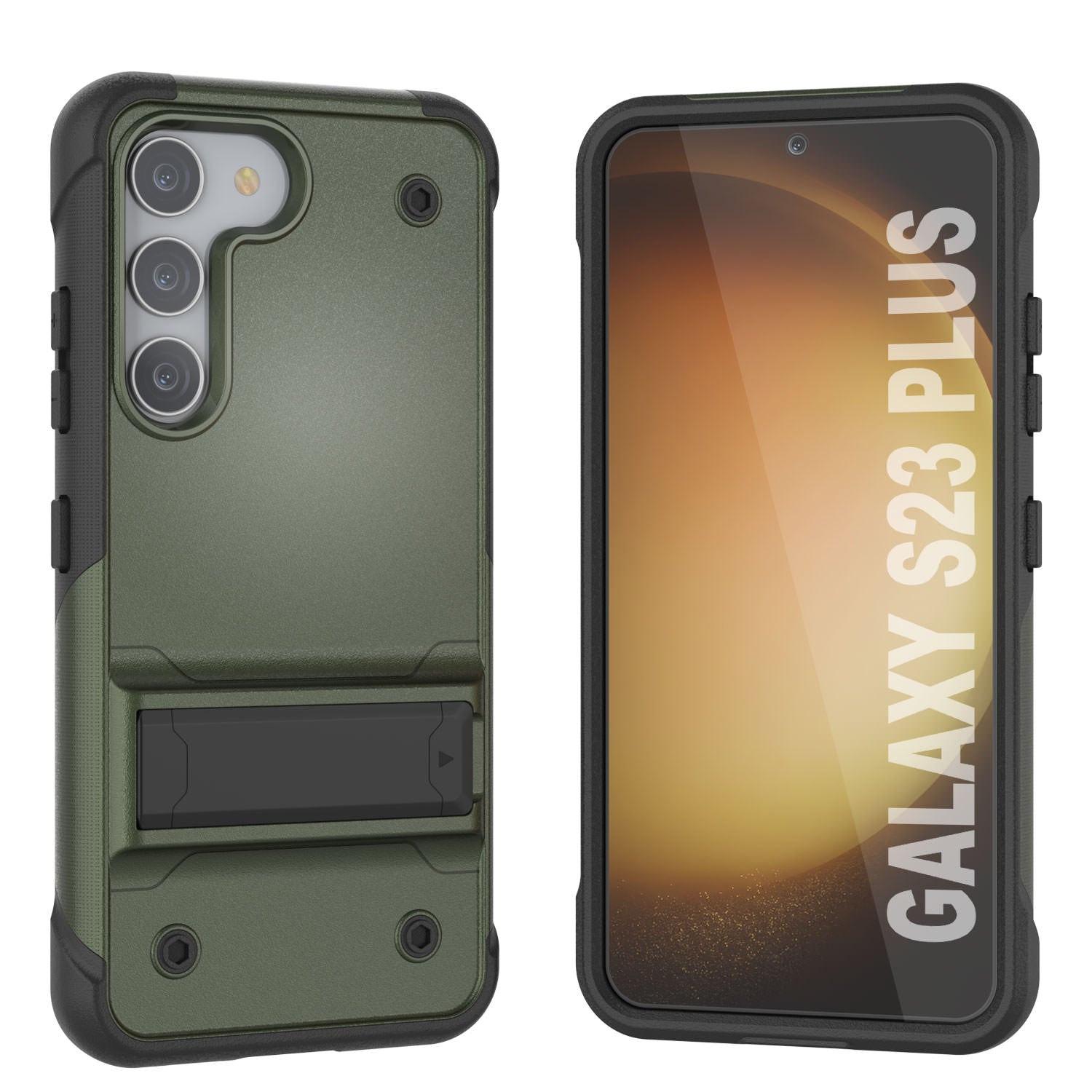 Punkcase Galaxy S24+ Plus Case [Reliance Series] Protective Hybrid Military Grade Cover W/Built-in Kickstand [Army-Green-Black]