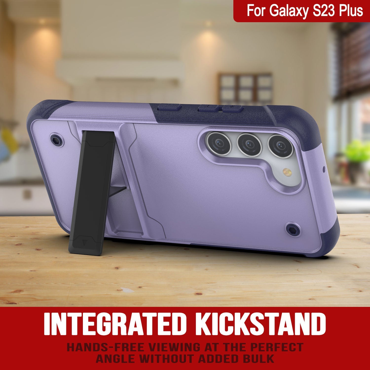 Punkcase Galaxy S24+ Plus Case [Reliance Series] Protective Hybrid Military Grade Cover W/Built-in Kickstand [Purple-Navy]