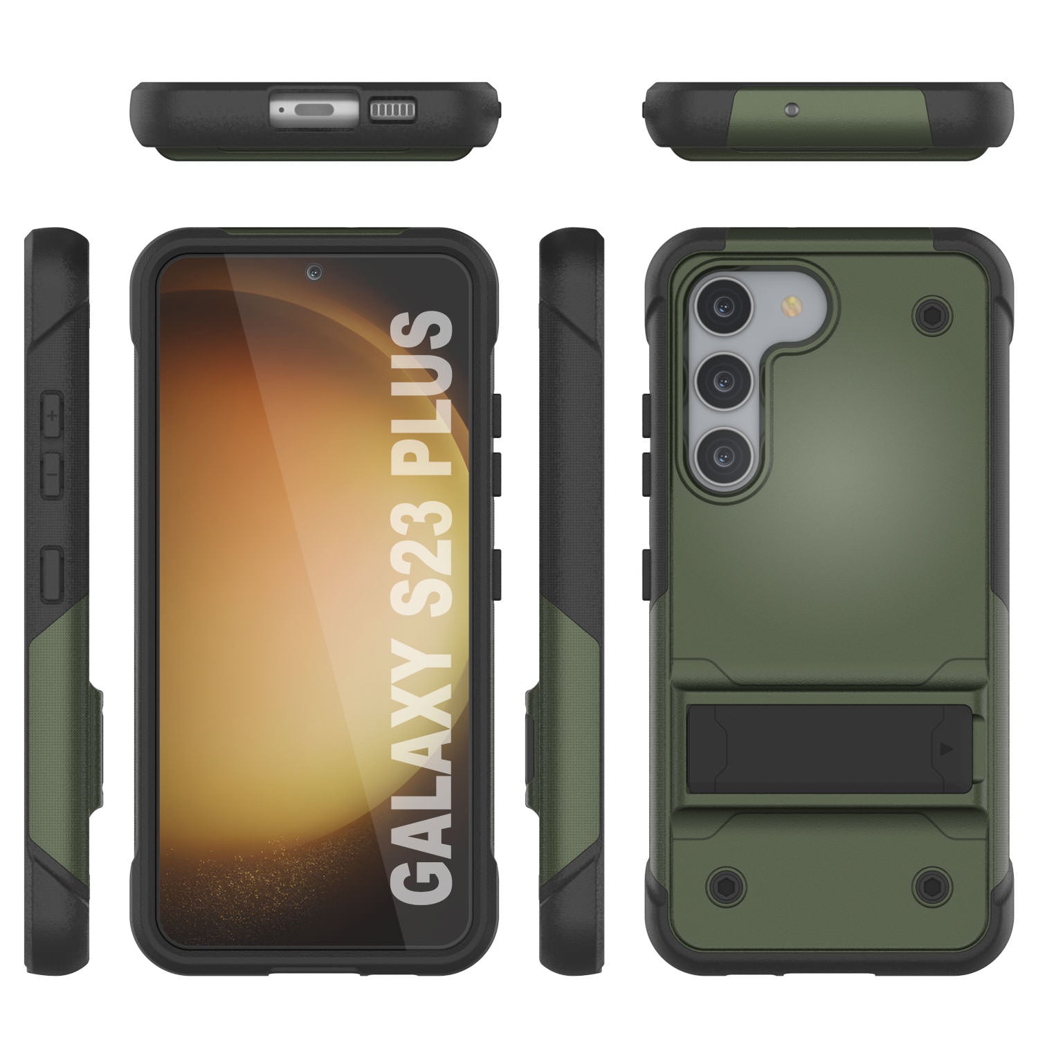 Punkcase Galaxy S24+ Plus Case [Reliance Series] Protective Hybrid Military Grade Cover W/Built-in Kickstand [Army-Green-Black]