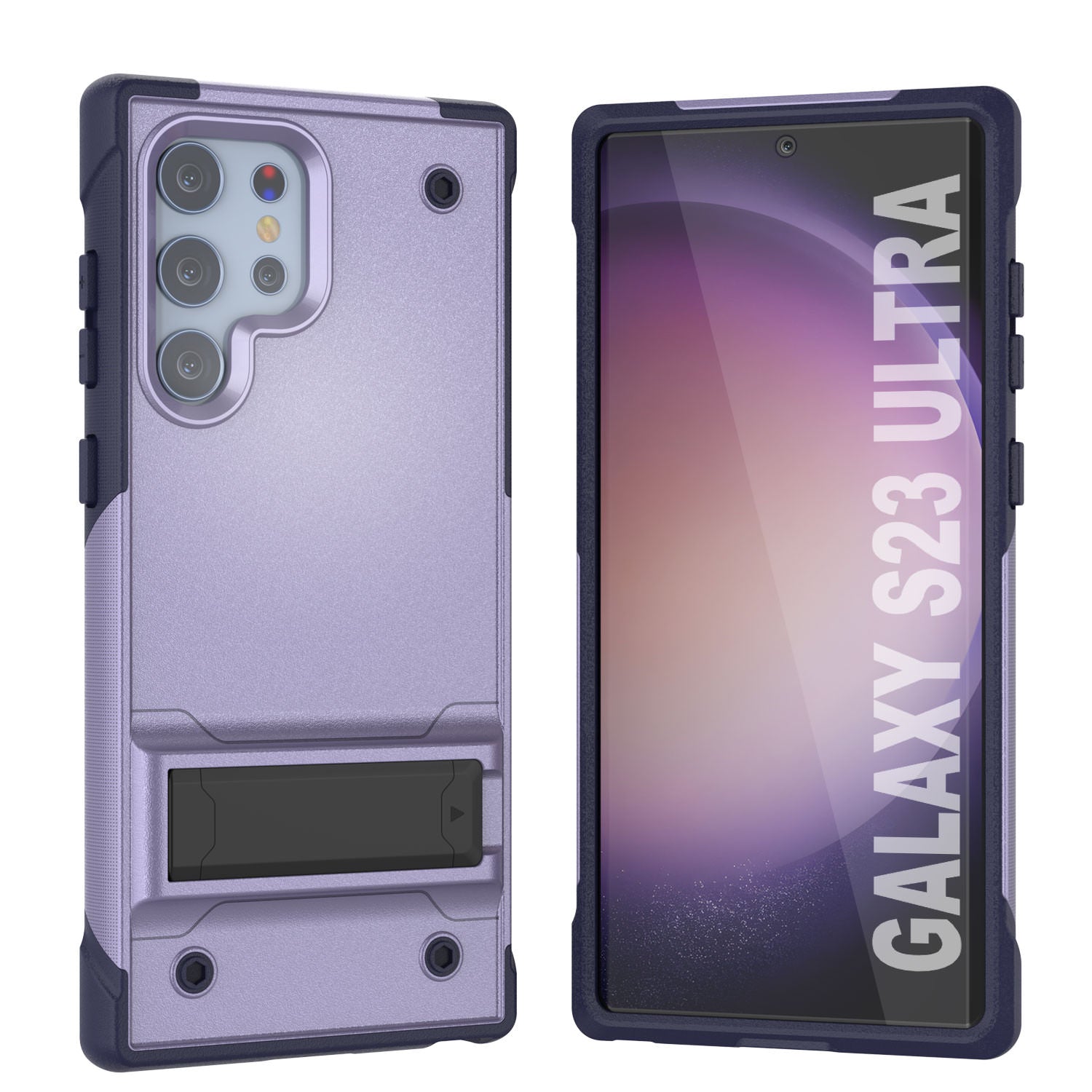 Punkcase Galaxy S24 Ultra Case [Reliance Series] Protective Hybrid Military Grade Cover W/Built-in Kickstand [Purple-Navy]