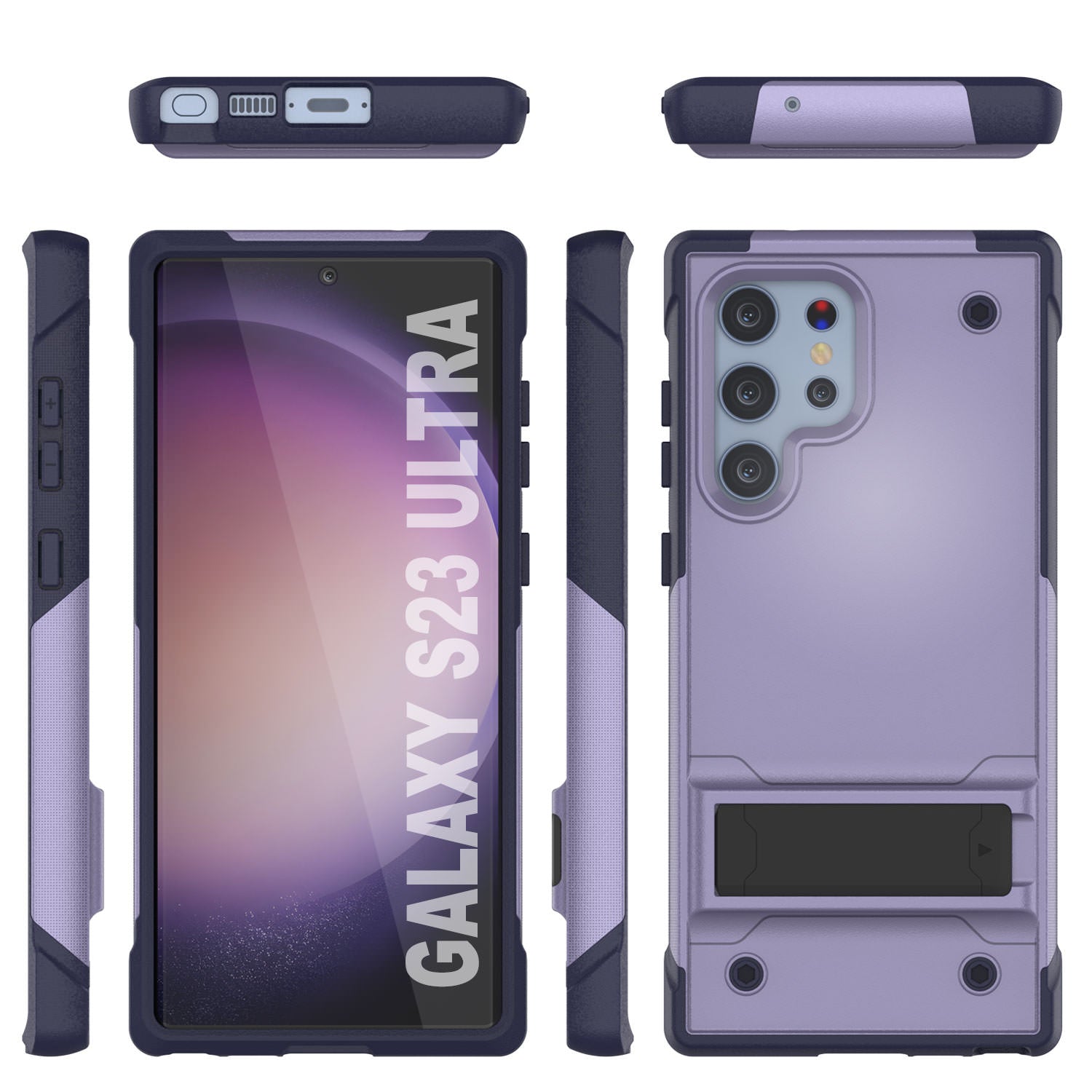 Punkcase Galaxy S24 Ultra Case [Reliance Series] Protective Hybrid Military Grade Cover W/Built-in Kickstand [Purple-Navy]