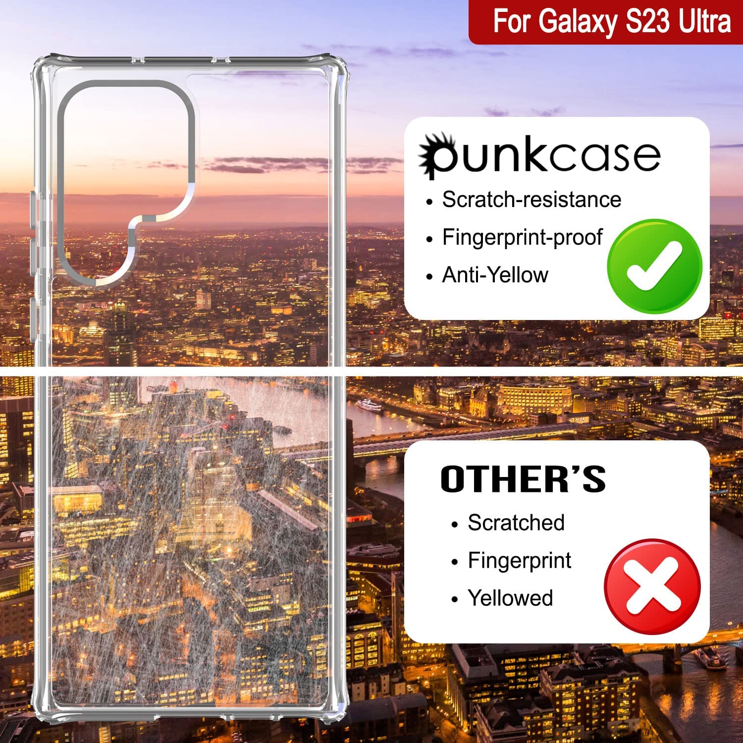 Galaxy S24 Ultra Case [Clear Acrylic Series] [Non-Slip] For Galaxy S24 Ultra [Orange]