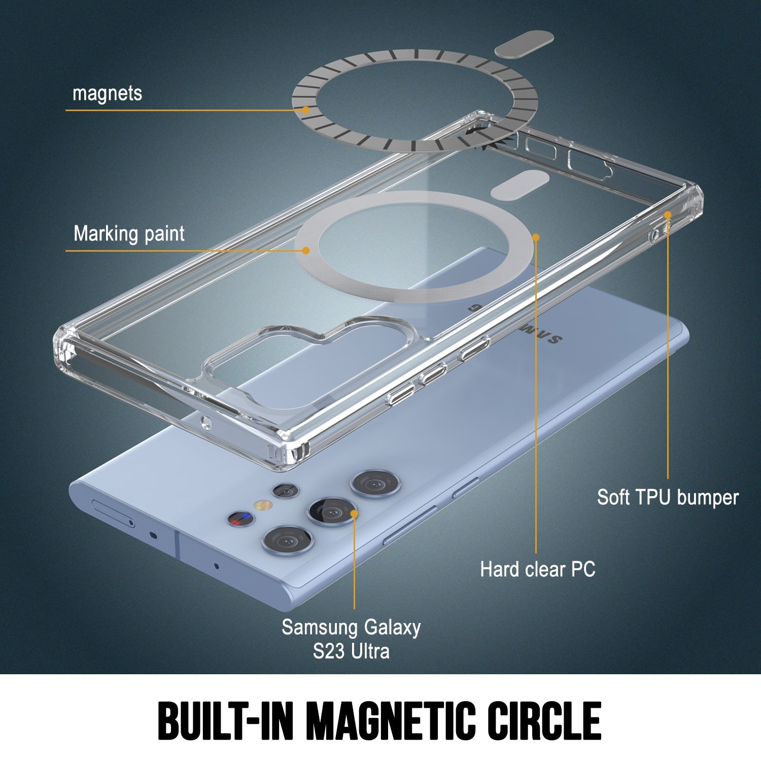 Punkcase Galaxy S23 Ultra Magnetic Wireless Charging Case [ClearMag Series]