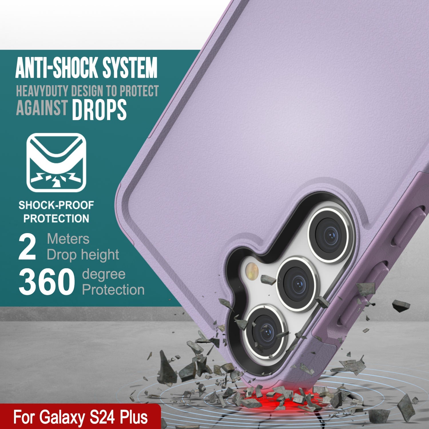 PunkCase Galaxy S24+ Plus Case, [Spartan 2.0 Series] Clear Rugged Heavy Duty Cover [Lilac]