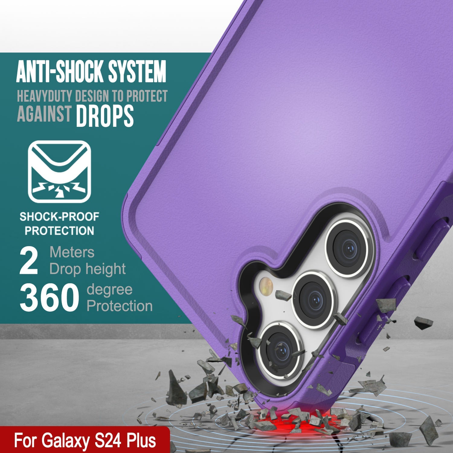 PunkCase Galaxy S24+ Plus Case, [Spartan 2.0 Series] Clear Rugged Heavy Duty Cover [Purple]