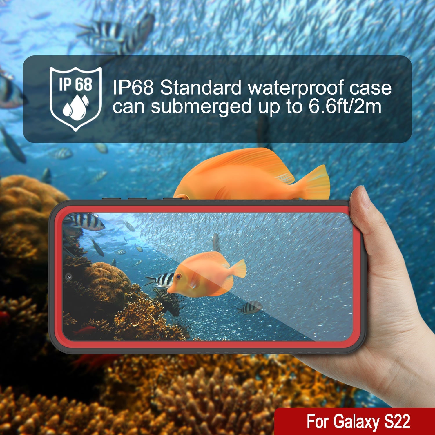 Galaxy S22 Water/ Shock/ Snowproof [Extreme Series] Slim Screen Protector Case [Red]