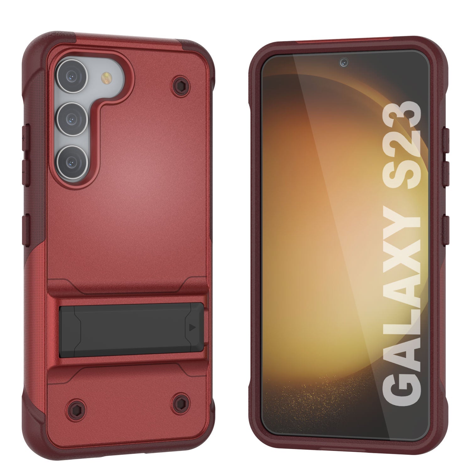 Punkcase Galaxy S24 Case [Reliance Series] Protective Hybrid Military Grade Cover W/Built-in Kickstand [Red-Rose]