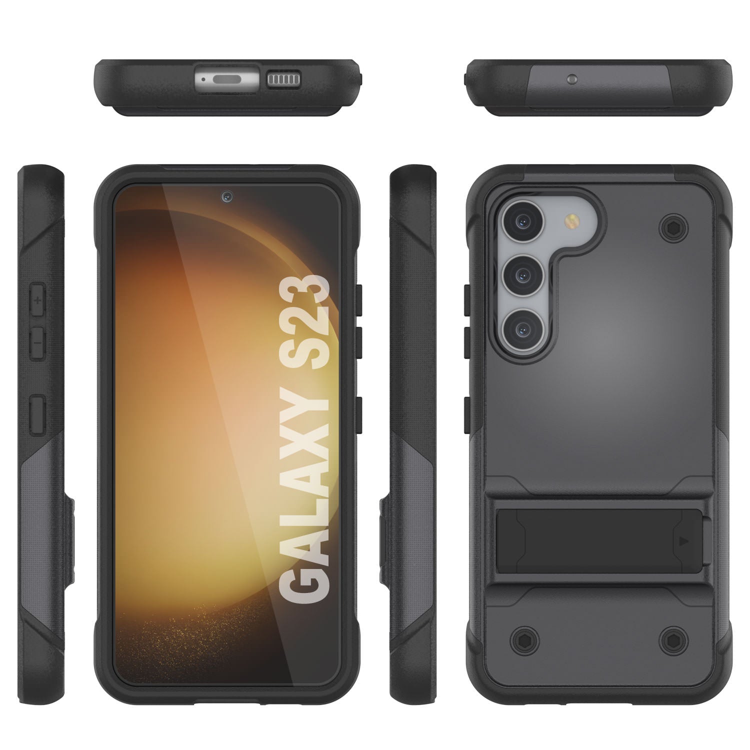 Punkcase Galaxy S24 Case [Reliance Series] Protective Hybrid Military Grade Cover W/Built-in Kickstand [Grey-Black]