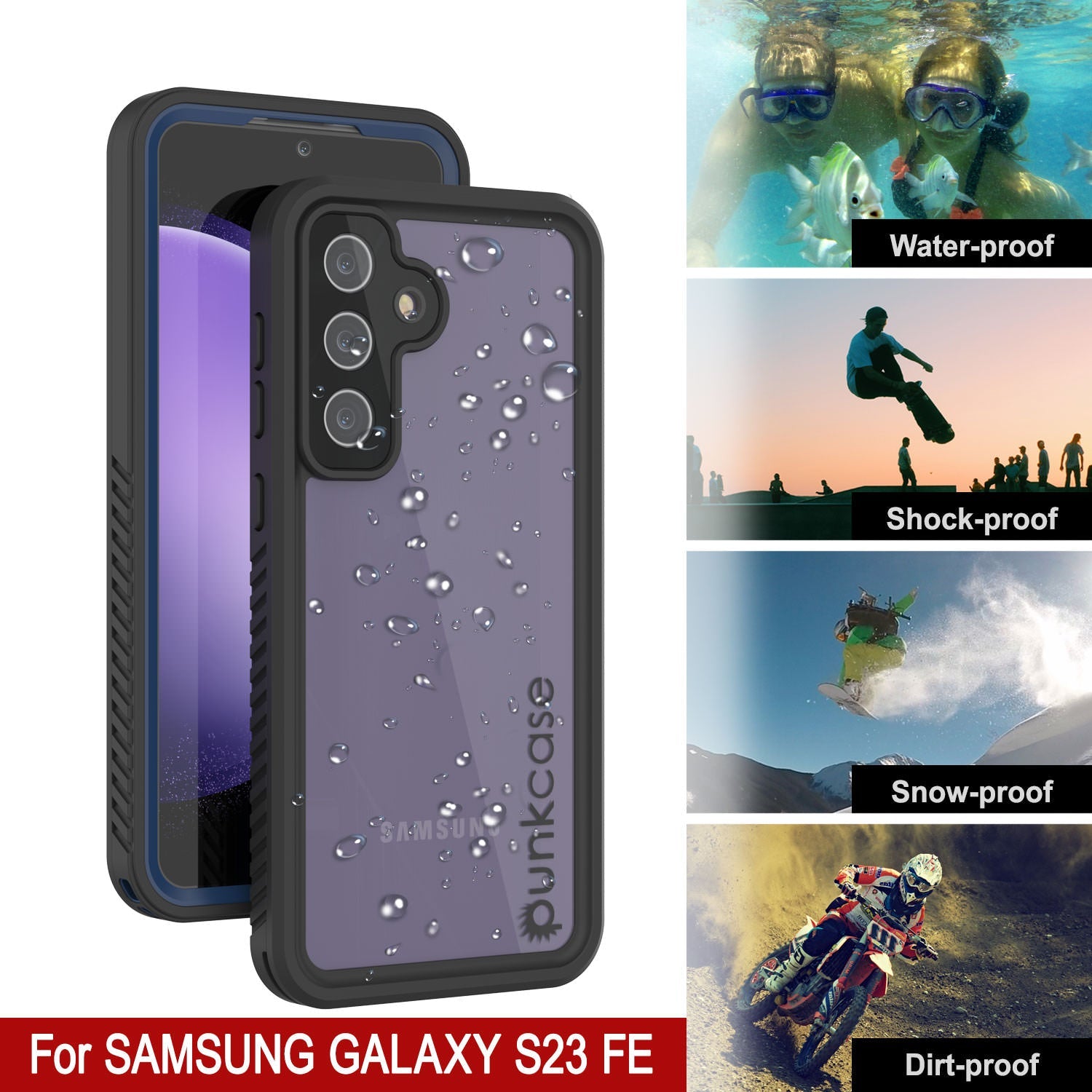 Galaxy S23 FE Water/ Shockproof [Extreme Series] With Screen Protector Case [Navy Blue]