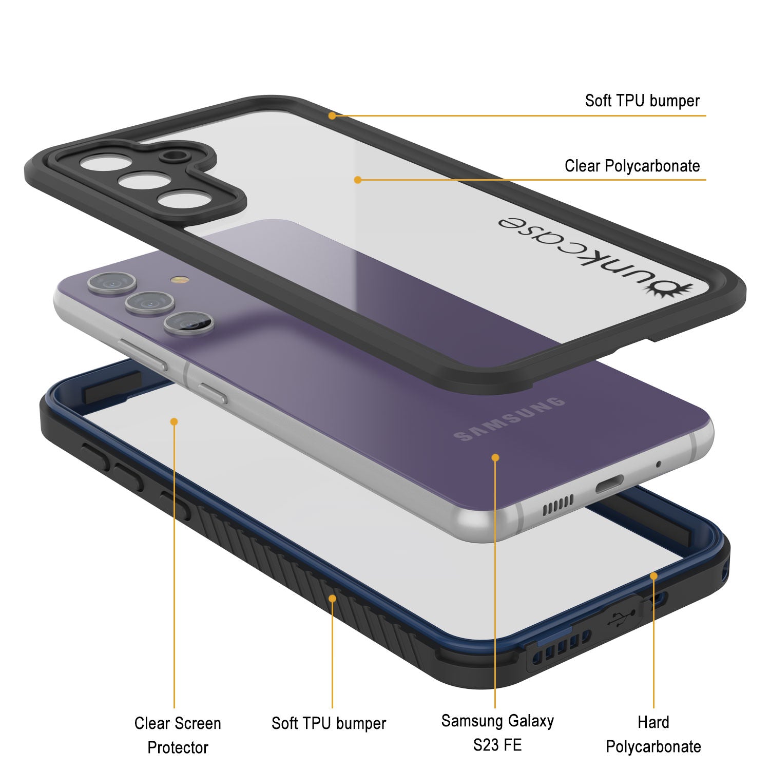 Galaxy S23 FE Water/ Shockproof [Extreme Series] With Screen Protector Case [Navy Blue]