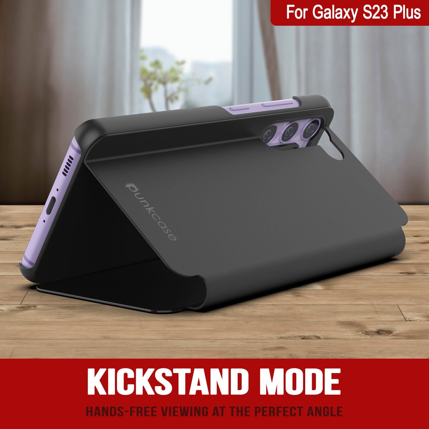 Punkcase Galaxy S23+ Plus Reflector Case Protective Flip Cover [Black]