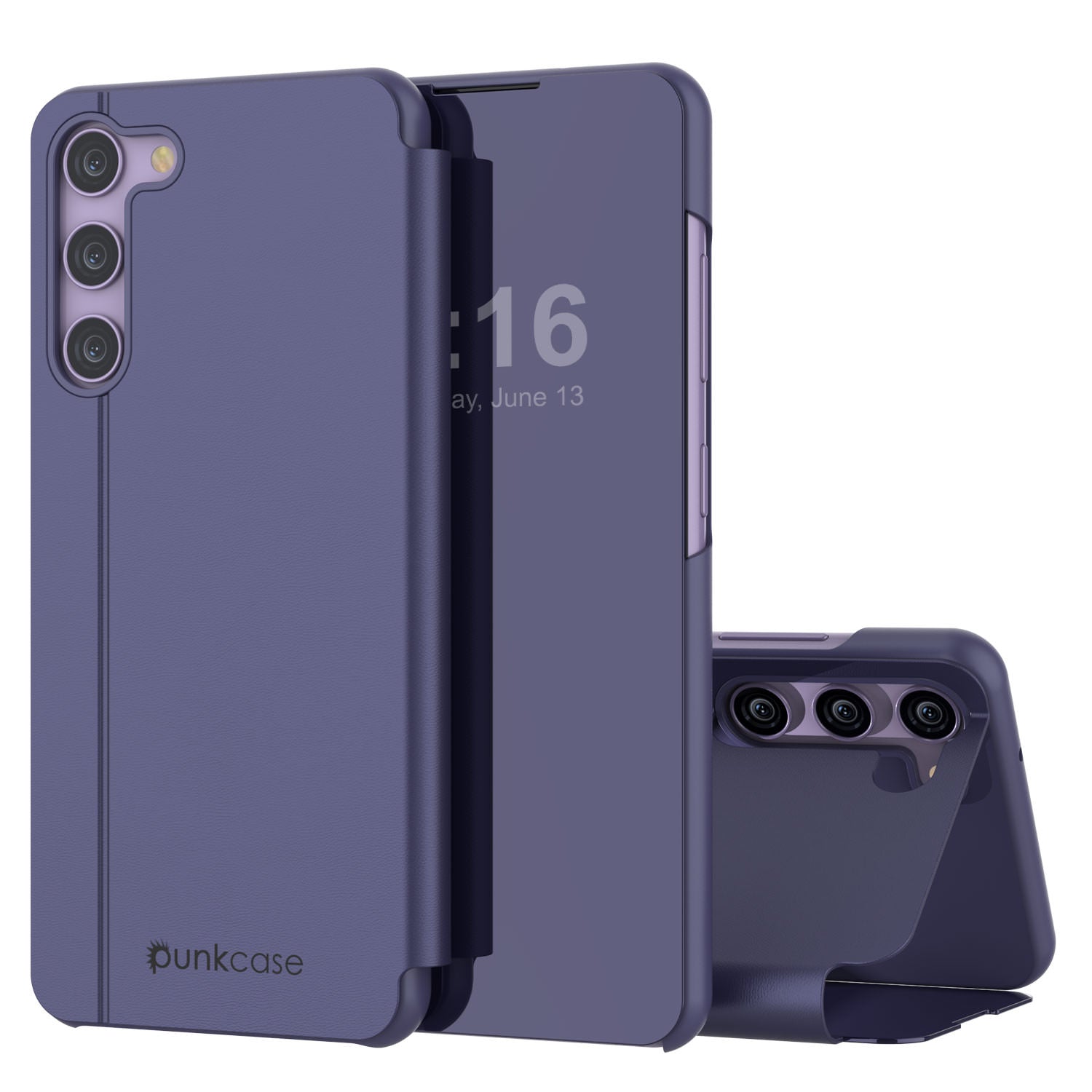 Punkcase Galaxy S23 Reflector Case Protective Flip Cover [Purple]