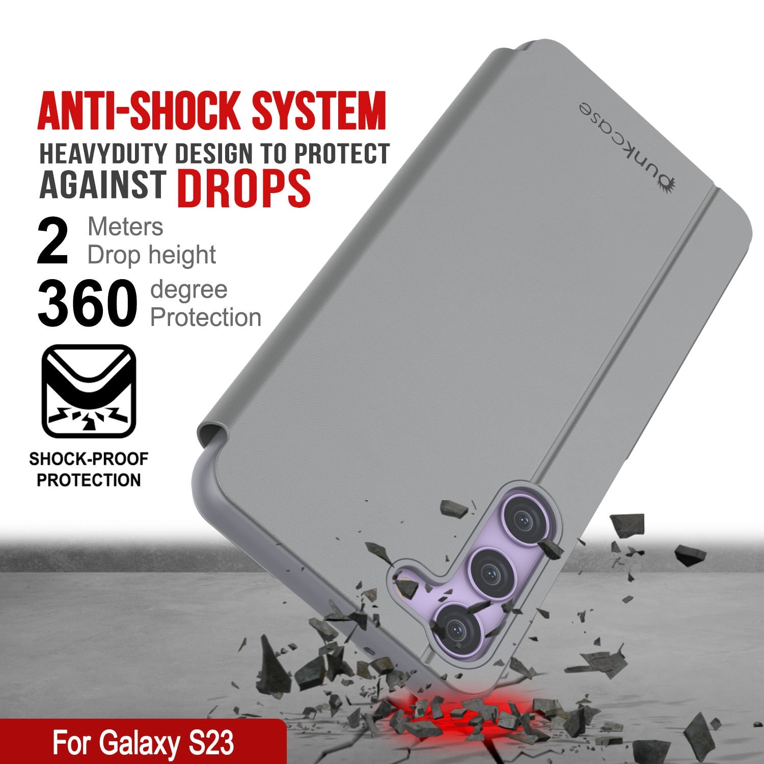 Punkcase Galaxy S23 Reflector Case Protective Flip Cover [Silver]