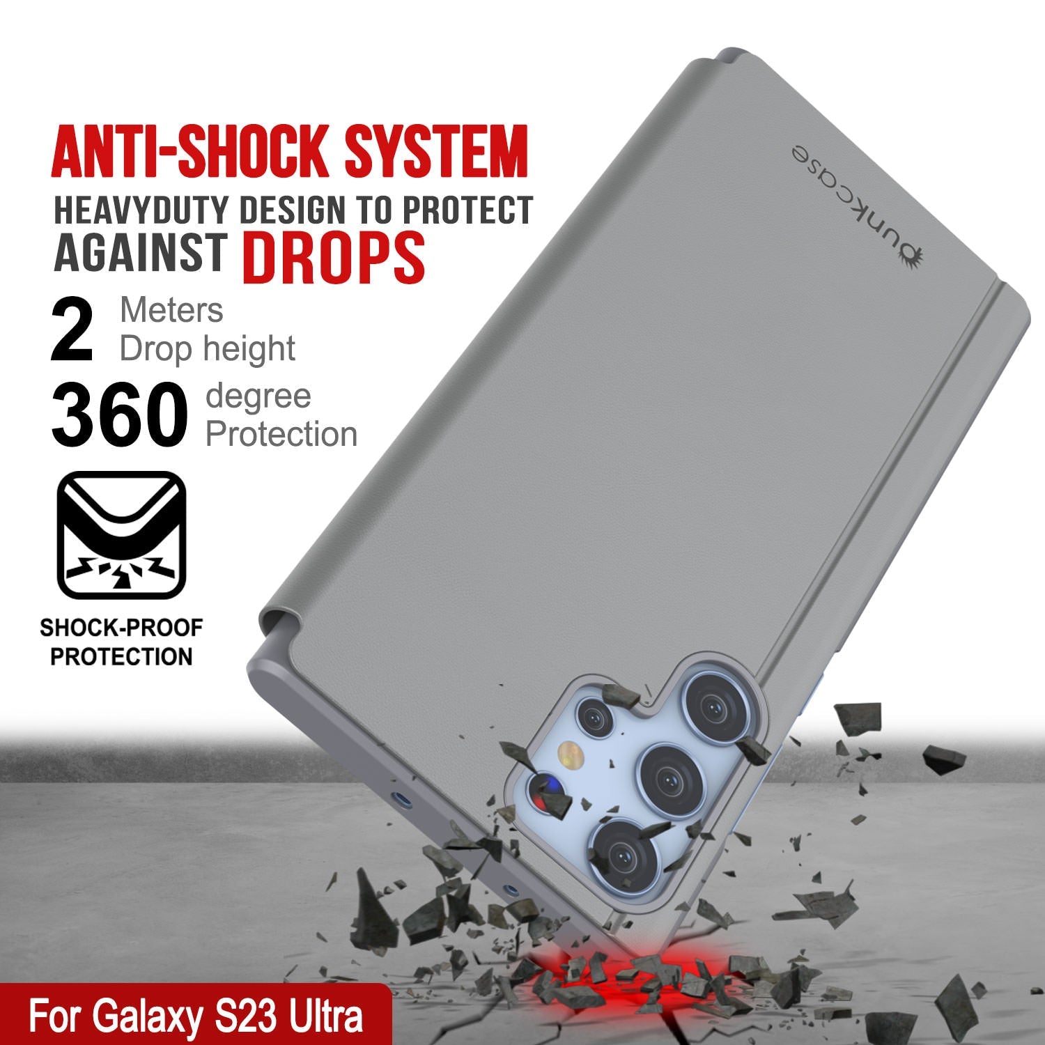Punkcase Galaxy S23 Ultra Reflector Case Protective Flip Cover [Silver]