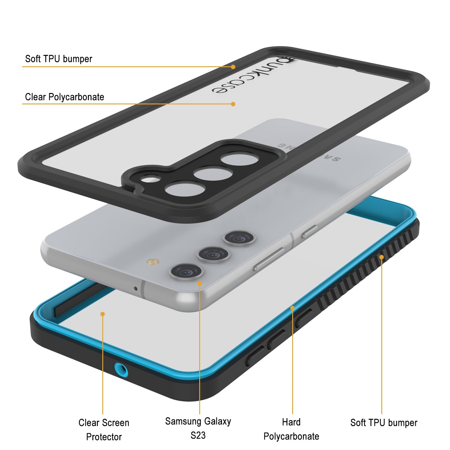 Galaxy S23 Water, Shock, Snow, dirt proof Extreme Series Slim Case Light Blue