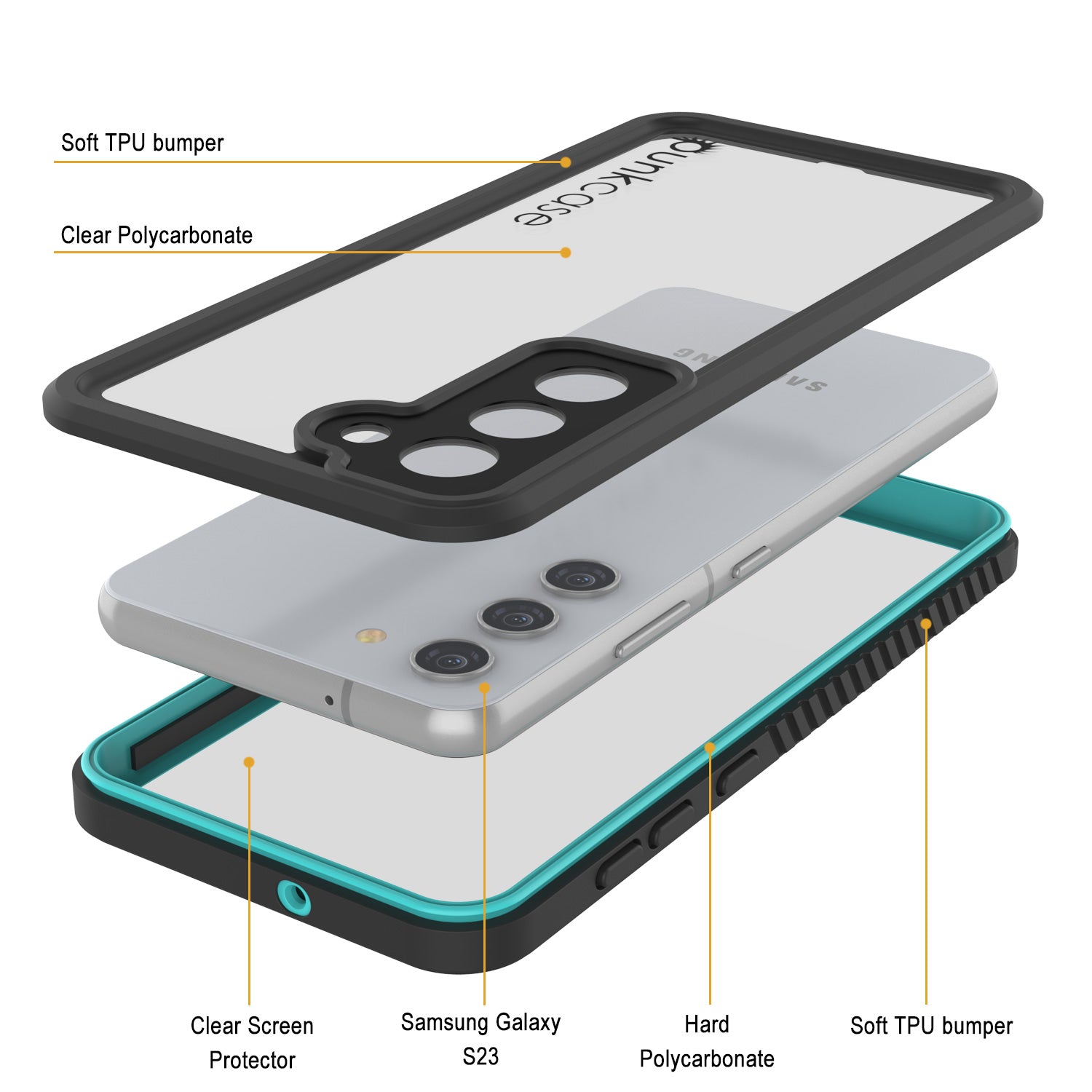 Galaxy S23 Water/ Shock/ Snowproof [Extreme Series]  Screen Protector Case [Teal]