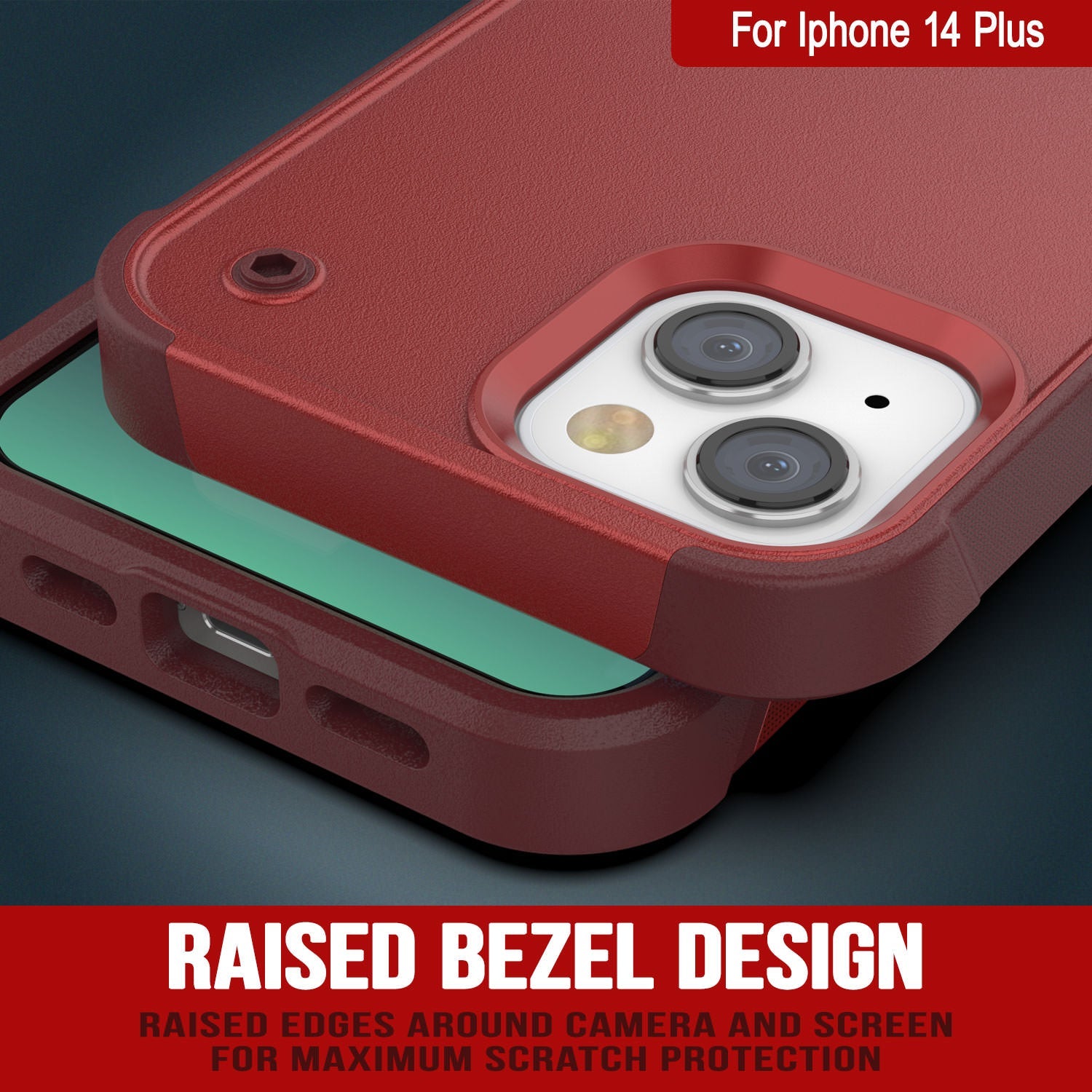 Punkcase iPhone 14 Plus Case [Reliance Series] Protective Hybrid Military Grade Cover W/Built-in Kickstand [Red-Rose]