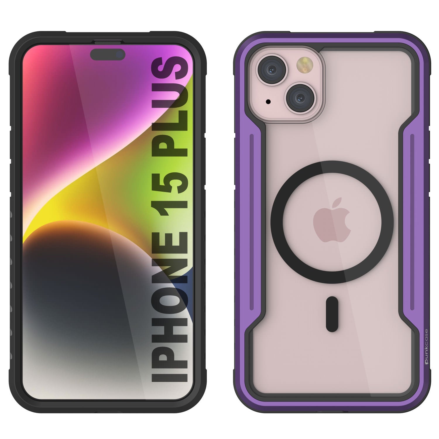 Punkcase iPhone 15 Plus Armor Stealth MAG Defense Case Protective Military Grade Multilayer Cover [Purple]