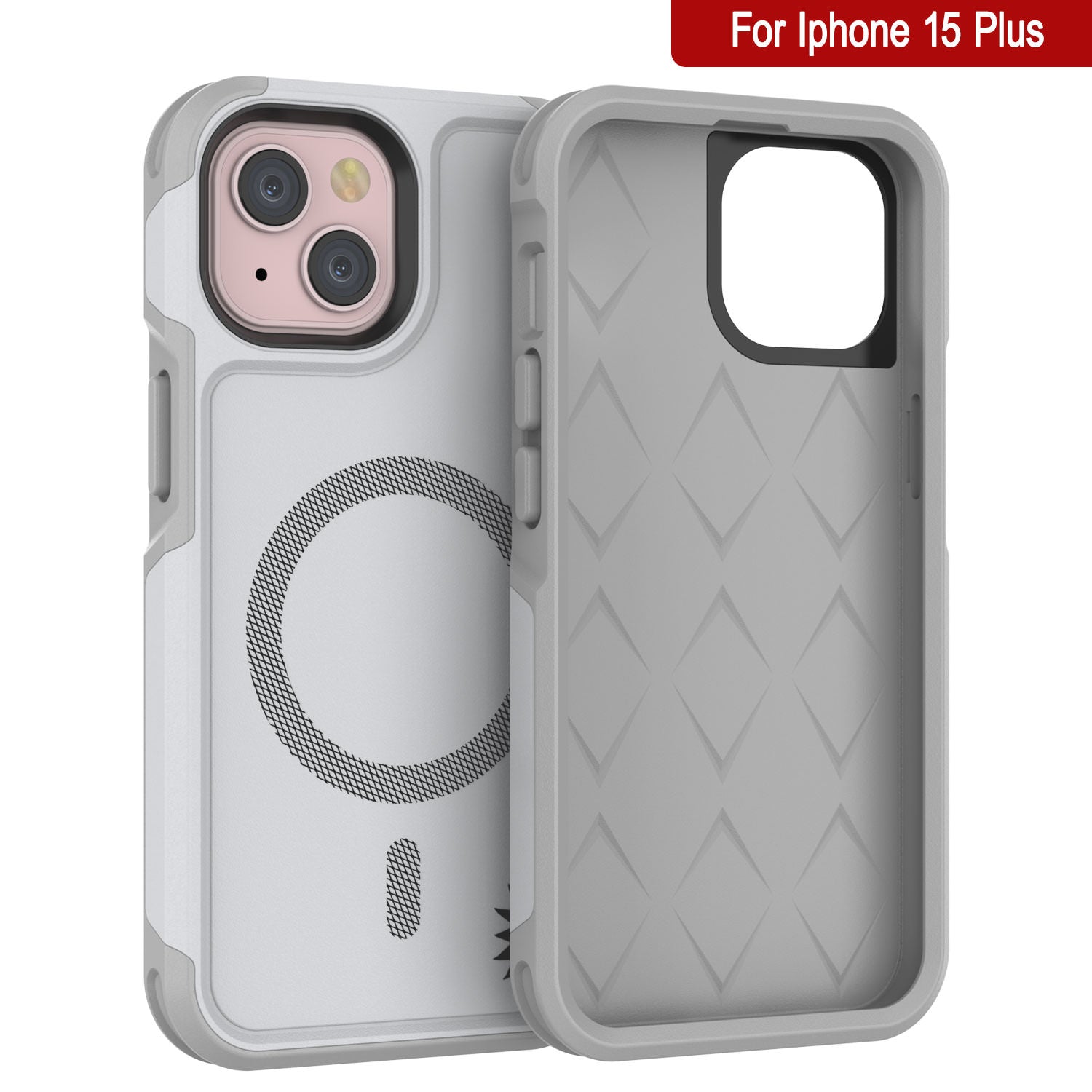 PunkCase iPhone 15 Plus Case, [Spartan 2.0 Series] Clear Rugged Heavy Duty Cover W/Built in Screen Protector [white]