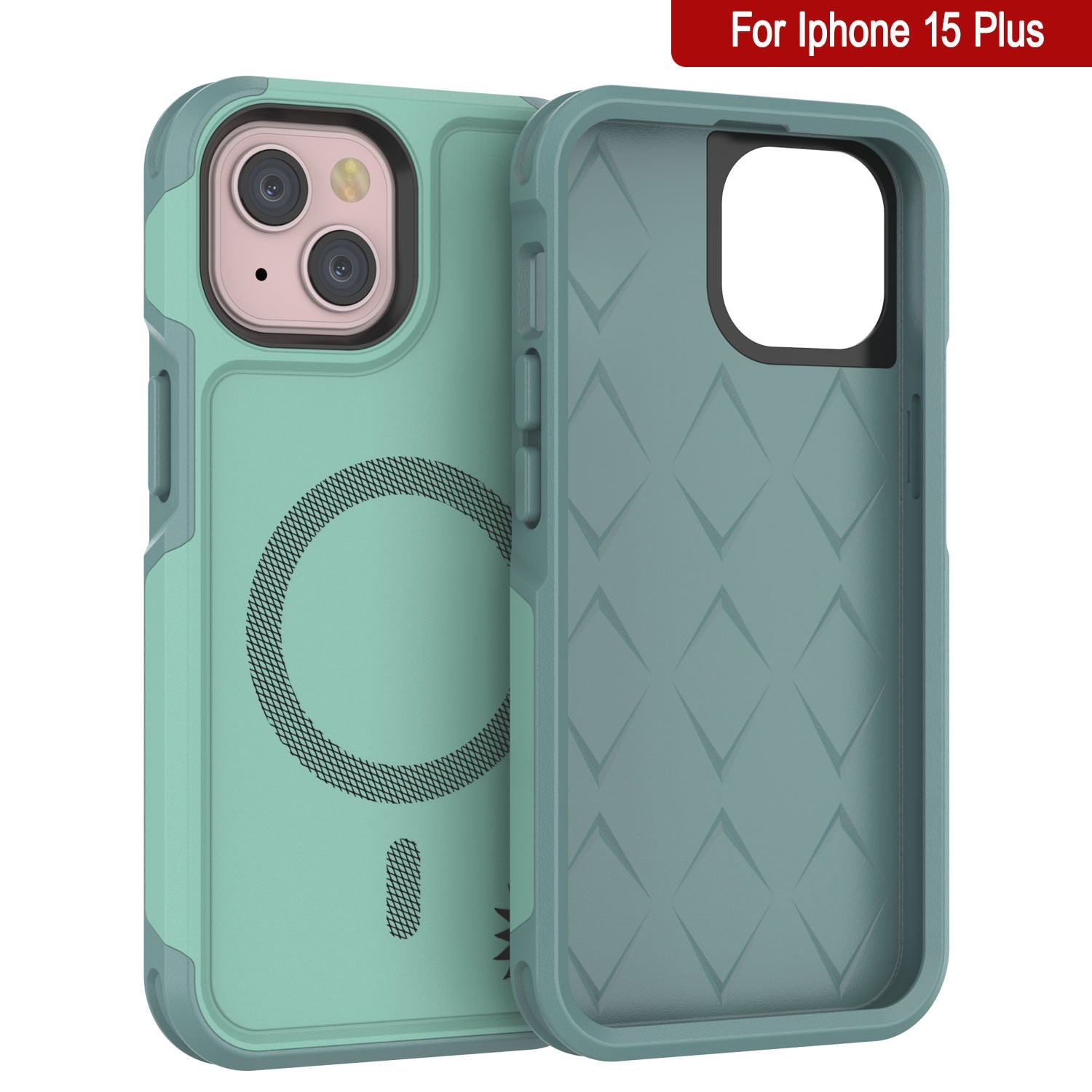 PunkCase iPhone 15 Plus Case, [Spartan 2.0 Series] Clear Rugged Heavy Duty Cover W/Built in Screen Protector [teal]