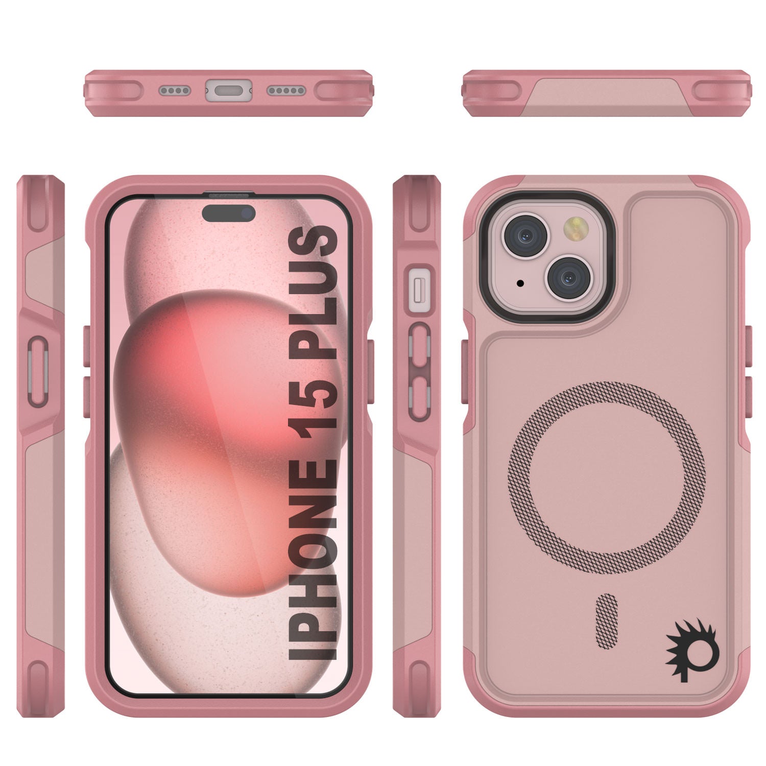 PunkCase iPhone 15 Plus Case, [Spartan 2.0 Series] Clear Rugged Heavy Duty Cover W/Built in Screen Protector [pink]