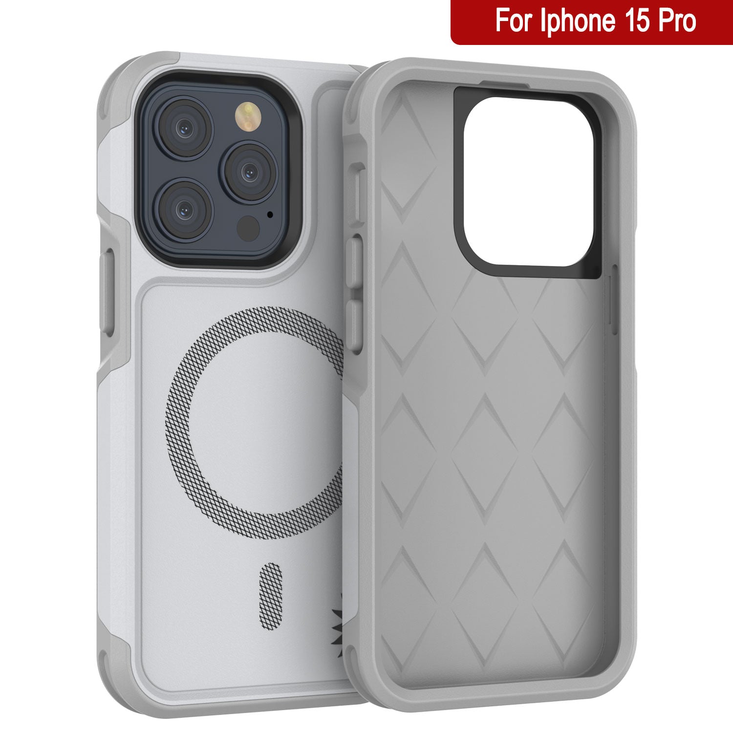 PunkCase iPhone 15 Pro Case, [Spartan 2.0 Series] Clear Rugged Heavy Duty Cover W/Built in Screen Protector [white]