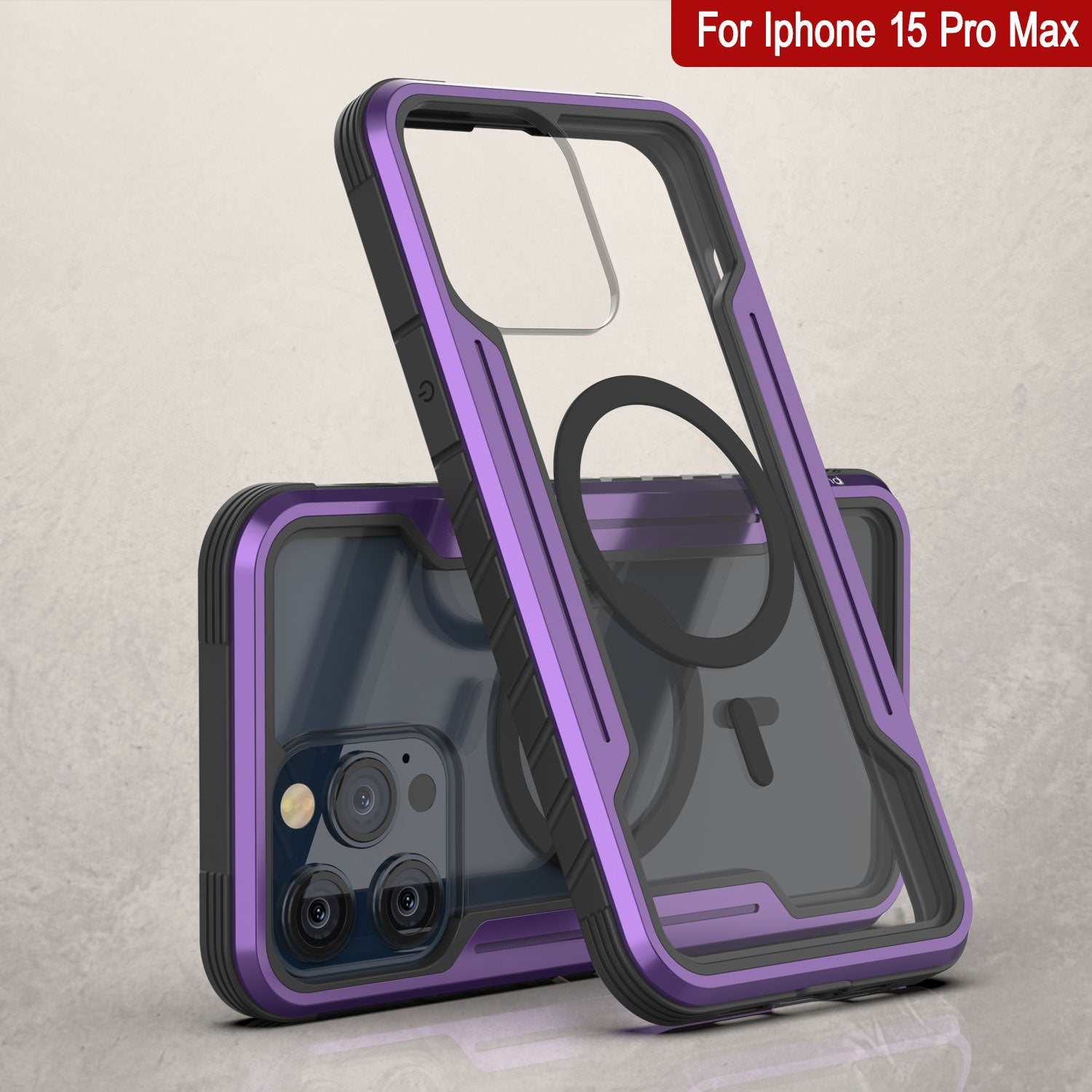 Punkcase iPhone 15 Pro Max Armor Stealth MAG Defense Case Protective Military Grade Multilayer Cover [Purple]