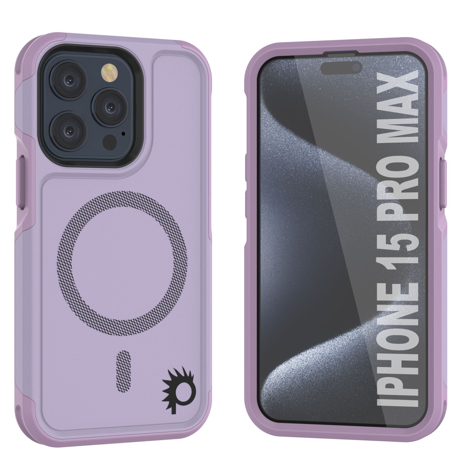 PunkCase iPhone 15 Pro Max Case, [Spartan 2.0 Series] Clear Rugged Heavy Duty Cover W/Built in Screen Protector [lilac]