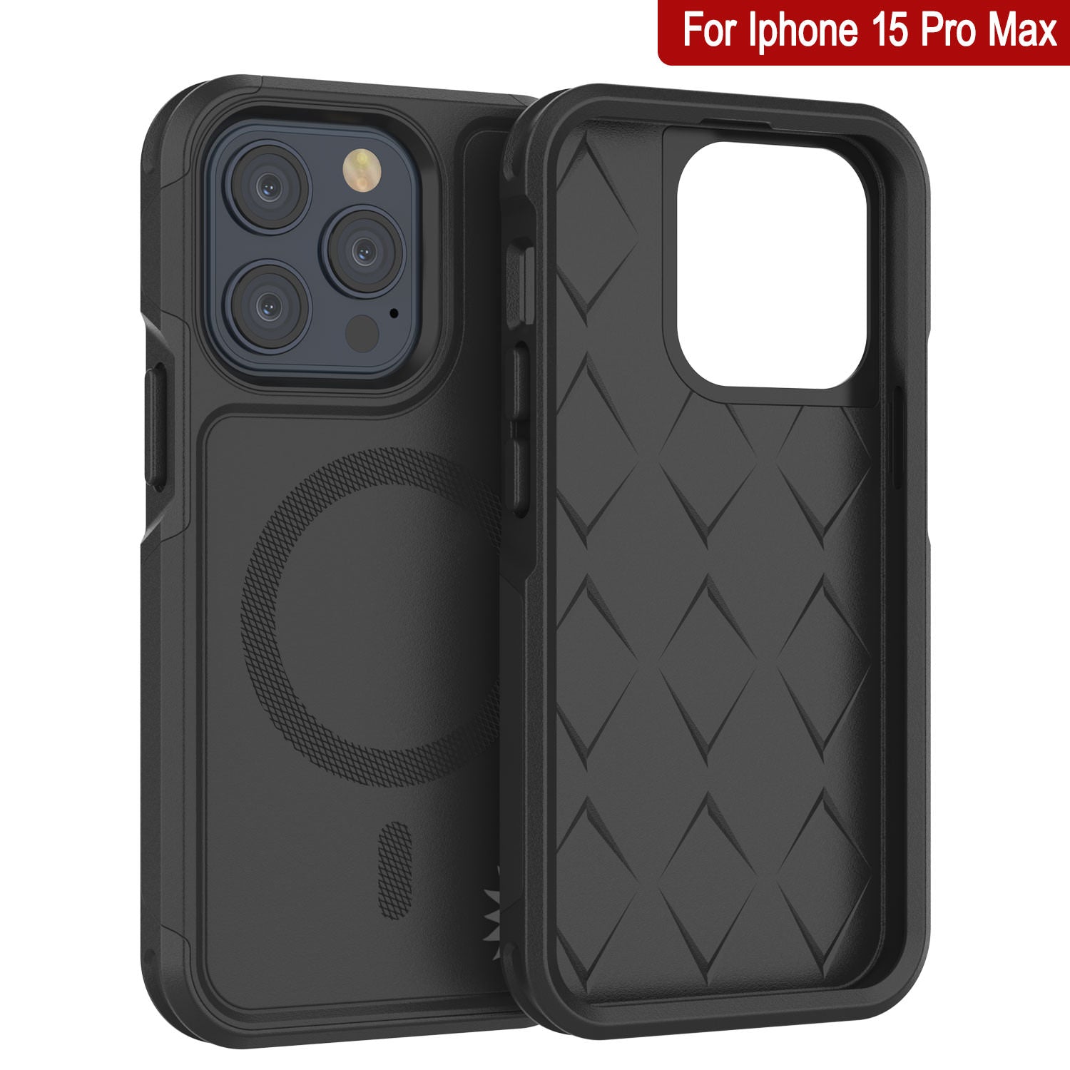 PunkCase iPhone 15 Pro Max Case, [Spartan 2.0 Series] Clear Rugged Heavy Duty Cover W/Built in Screen Protector [Black]