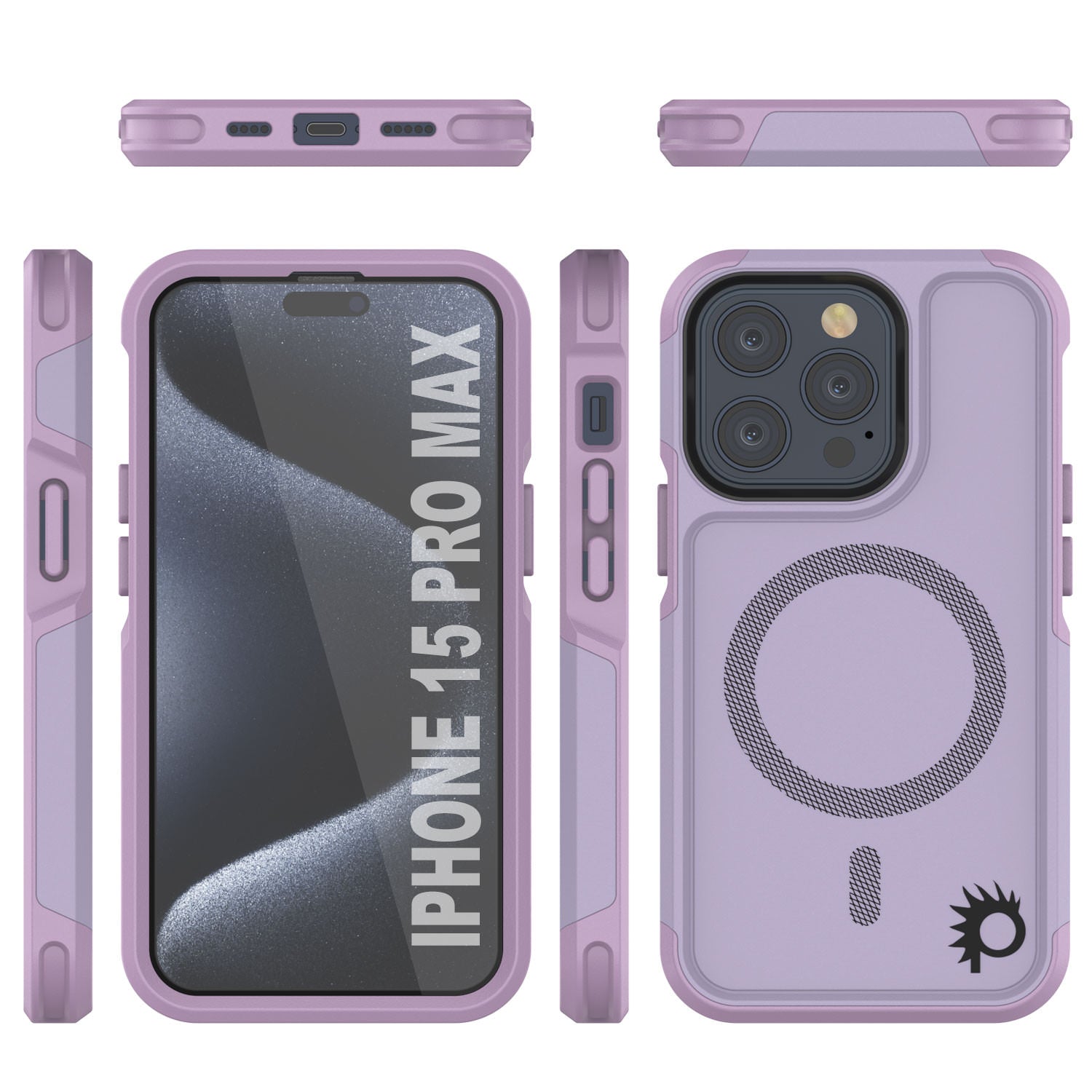 PunkCase iPhone 15 Pro Max Case, [Spartan 2.0 Series] Clear Rugged Heavy Duty Cover W/Built in Screen Protector [lilac]