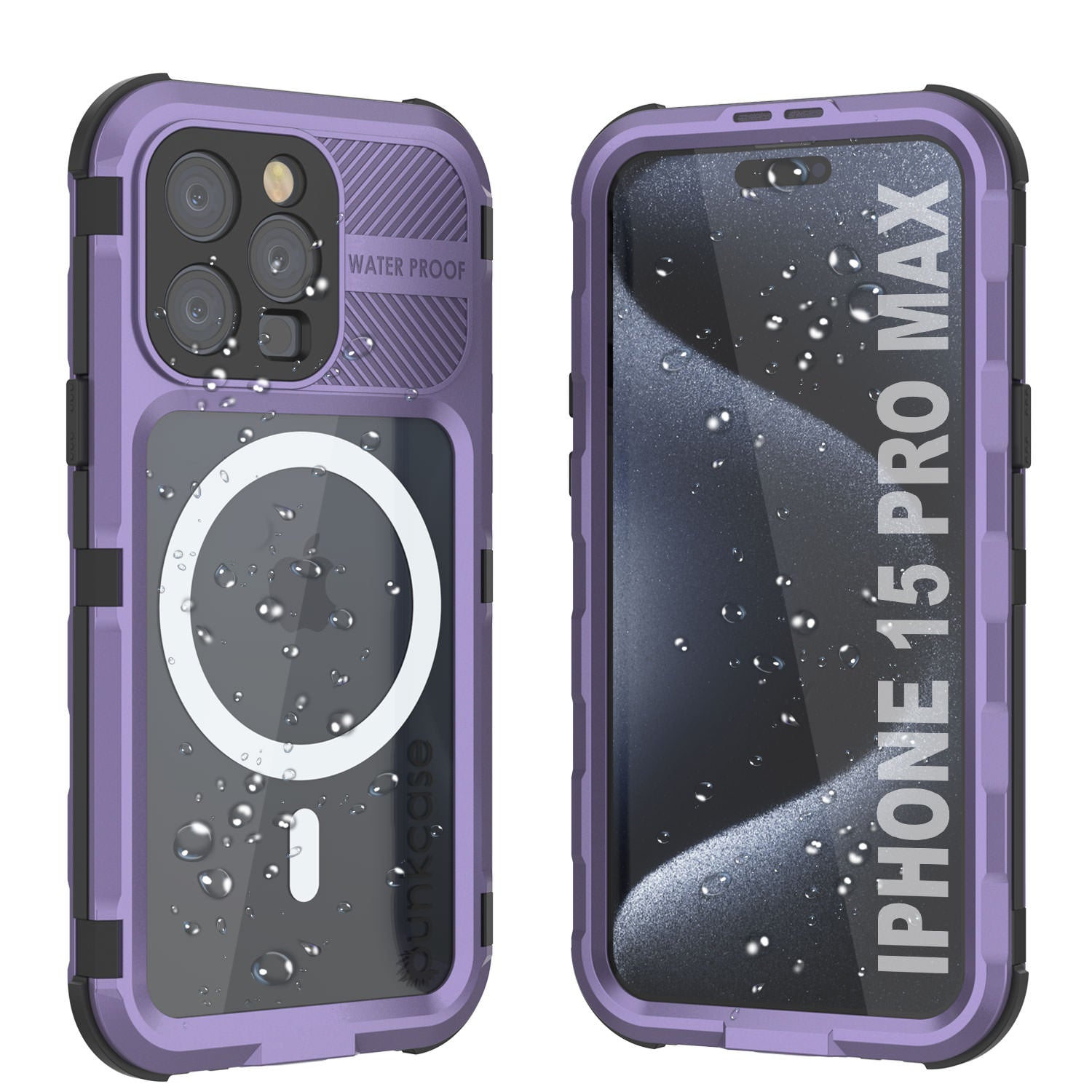 iPhone 15 Pro Max Metal Extreme 2.0 Series Aluminum Waterproof Case IP68 W/Buillt in Screen Protector [Purple]