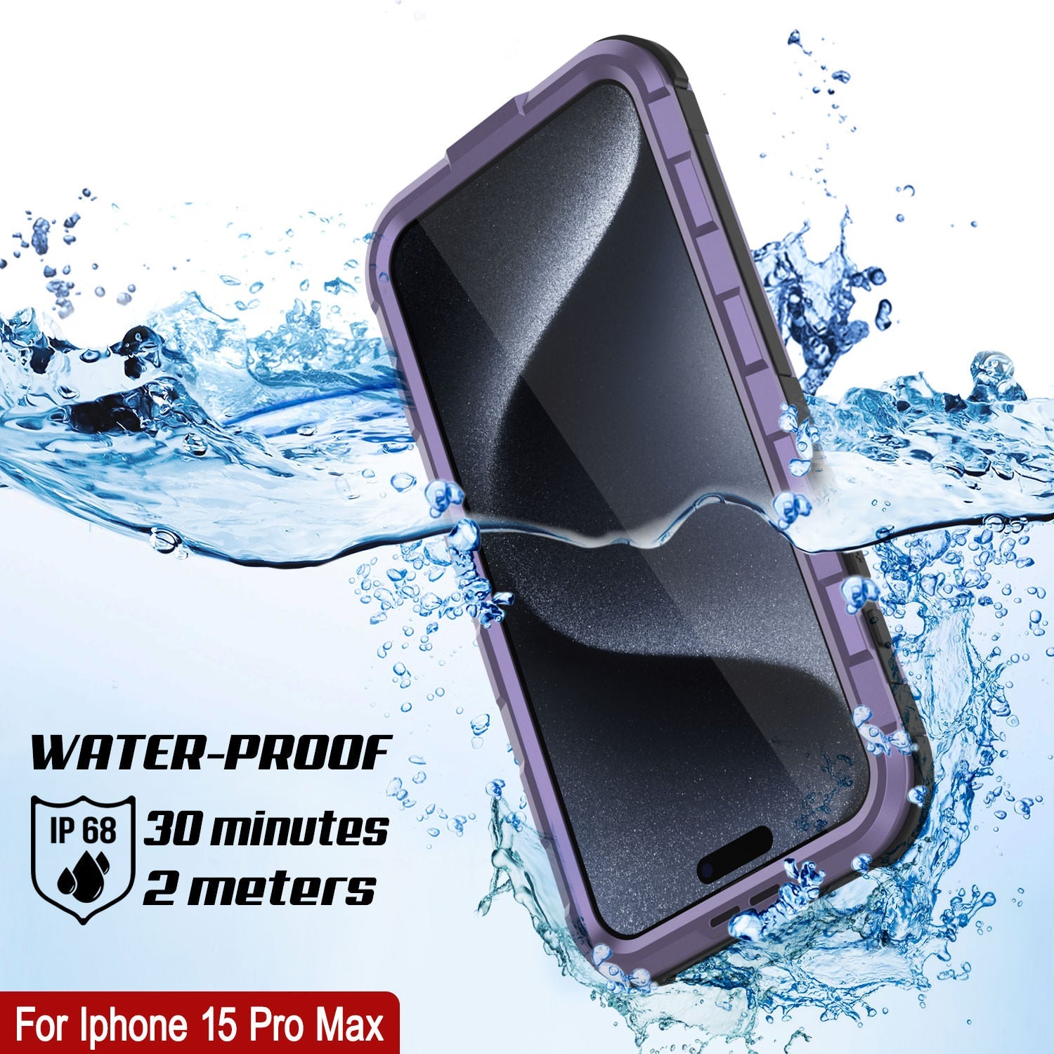 iPhone 15 Pro Max Metal Extreme 2.0 Series Aluminum Waterproof Case IP68 W/Buillt in Screen Protector [Purple]