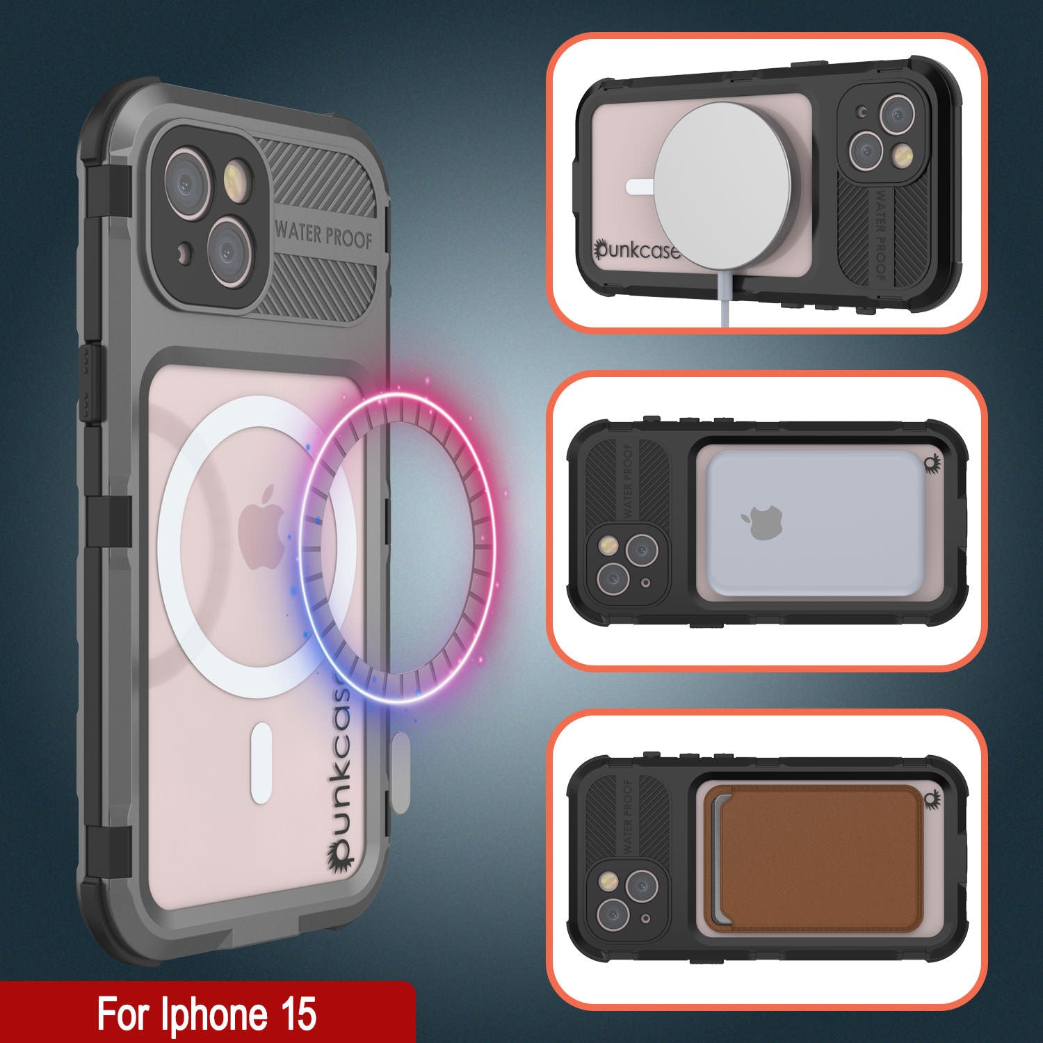 iPhone 15 Metal Extreme 2.0 Series Aluminum Waterproof Case IP68 W/Buillt in Screen Protector [Silver]